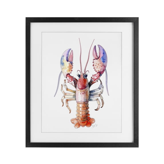 Stupell Industries Coastal Coral Claw Lobster Black Framed Print Under Glass, 13 x 16, by Shelly Craig