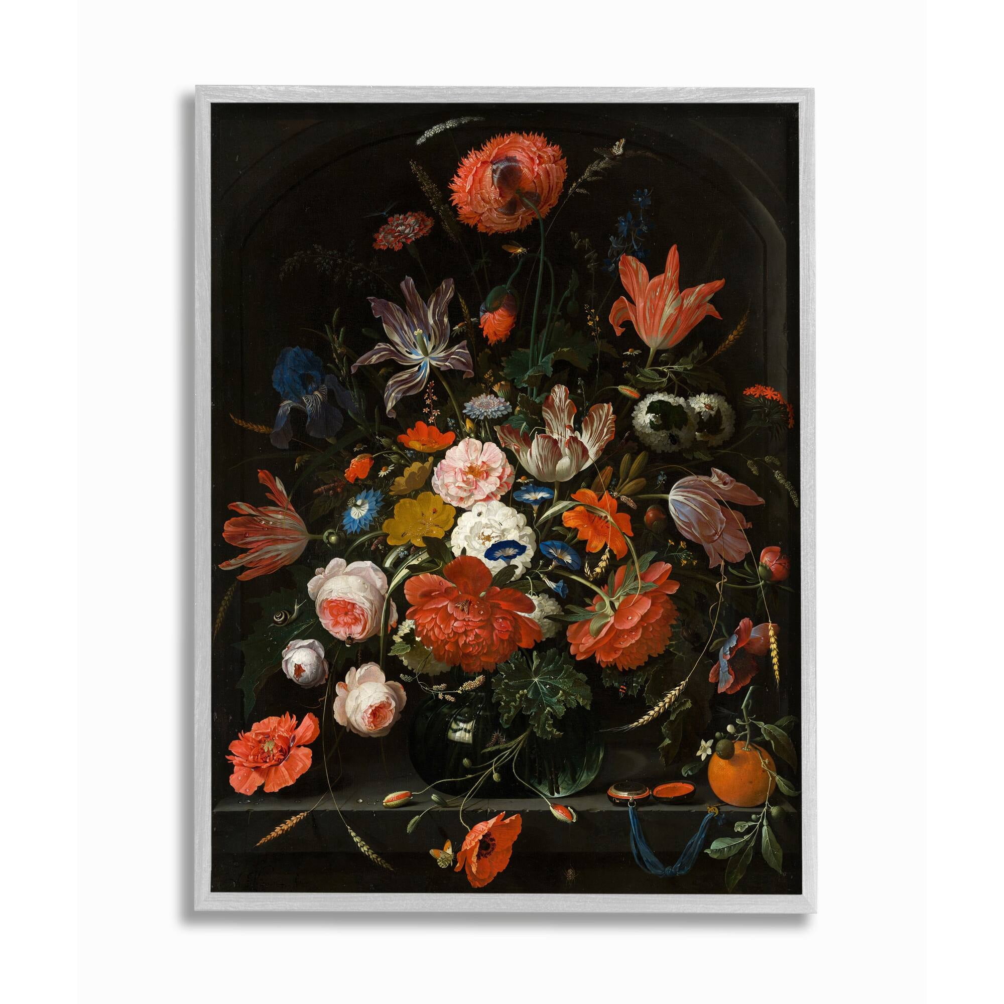 Stupell Industries Coral Florals over Dark Bouquet and Gothic Arch Designed by Ziwei Li