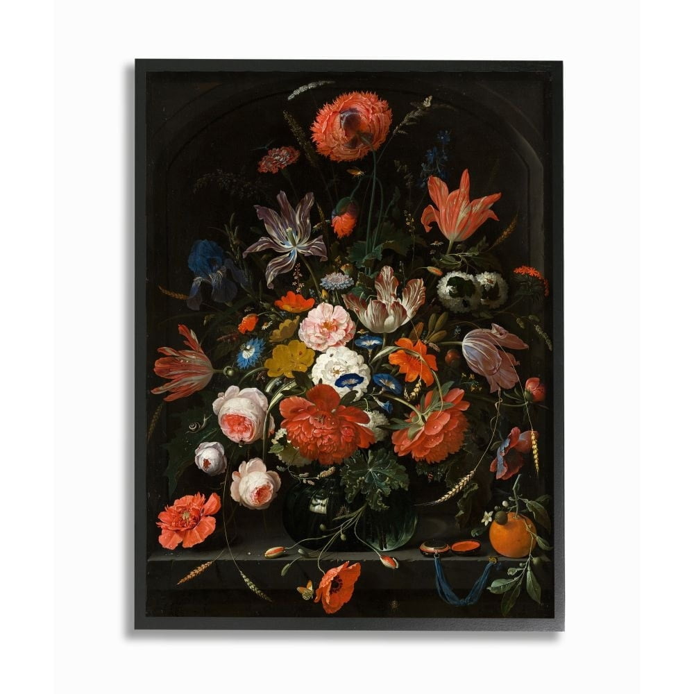Stupell Industries Coral Florals over Dark Bouquet and Gothic Arch Designed by Ziwei Li
