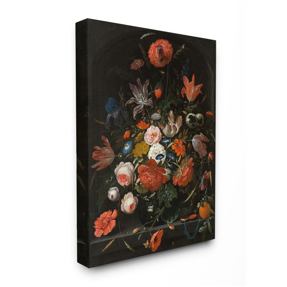 Stupell Industries Coral Florals over Dark Bouquet and Gothic Arch Designed by Ziwei Li