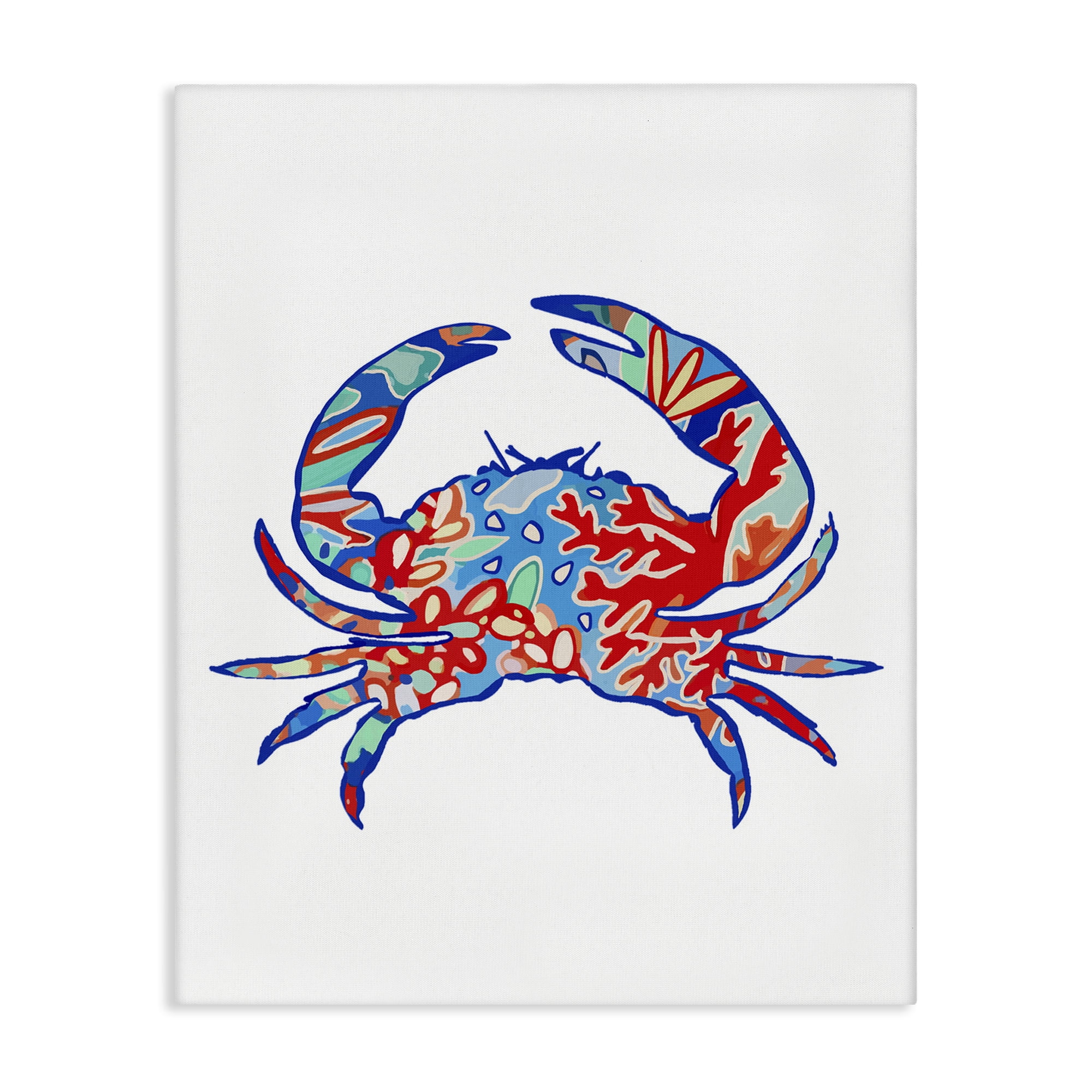Stupell Industries Coral Patterned Crab Animals & Insects Painting Gallery Wrapped Canvas Art Print Wall Art, 36 x 48