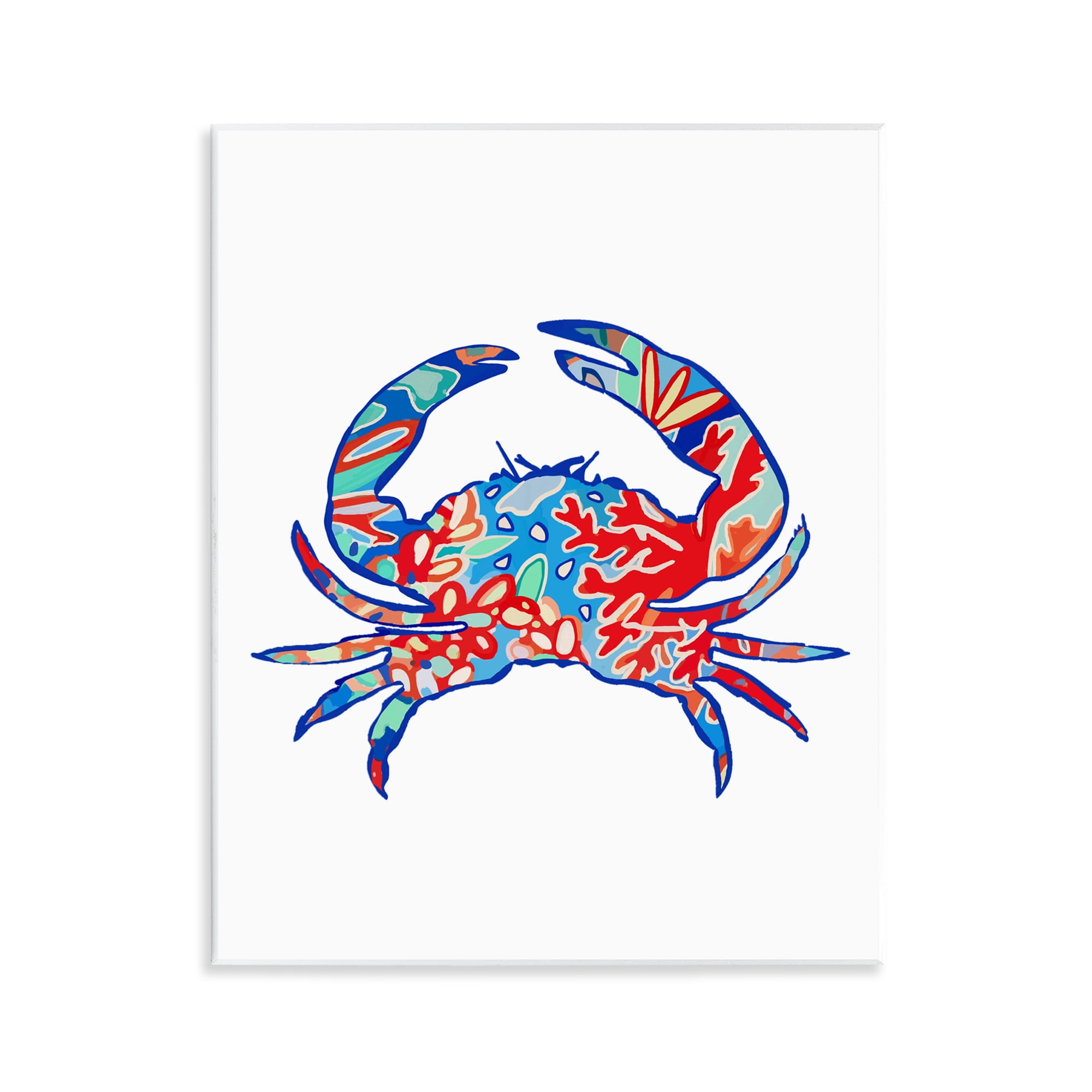 Stupell Industries Coral Patterned Crab Animals & Insects Painting Unframed Art Print Wall Art, 11 x 14