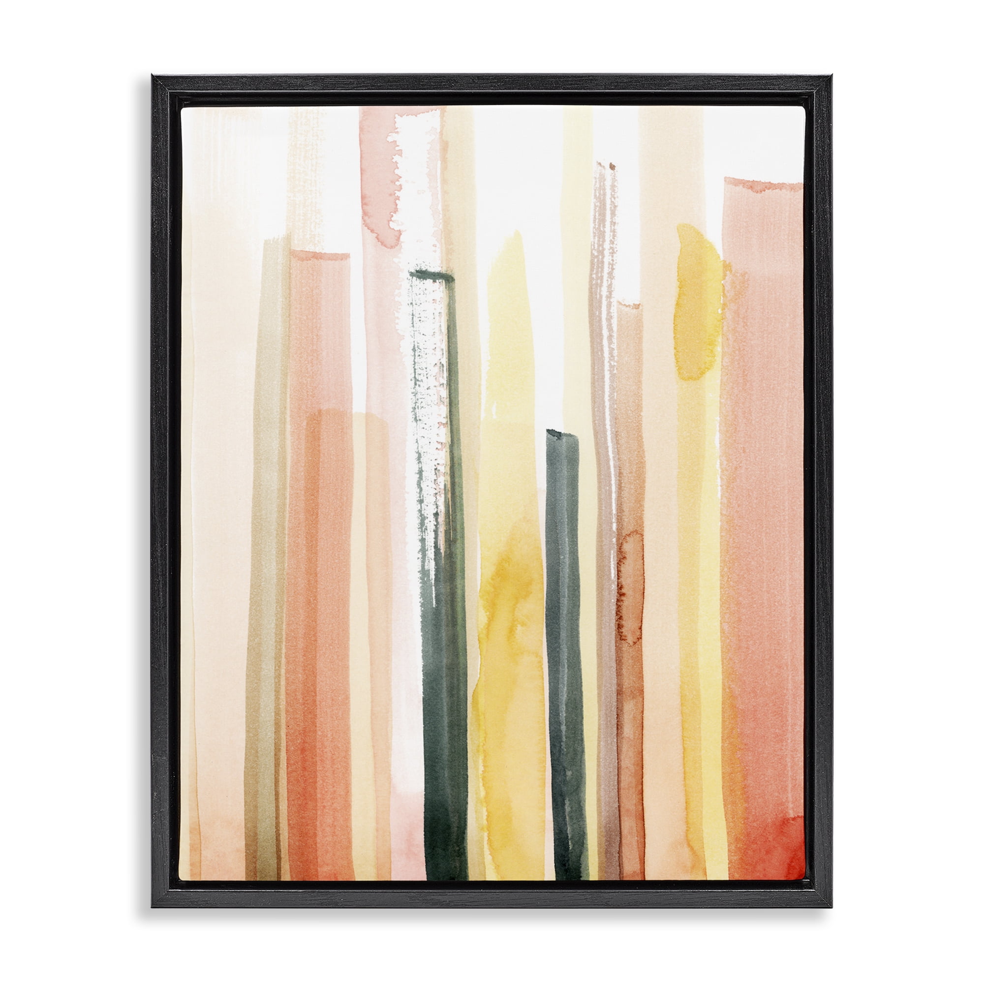 Stupell Industries Coral Reach Watercolor Abstract Painting Black Floater Framed Canvas Art Print Wall Art, 25 x 31