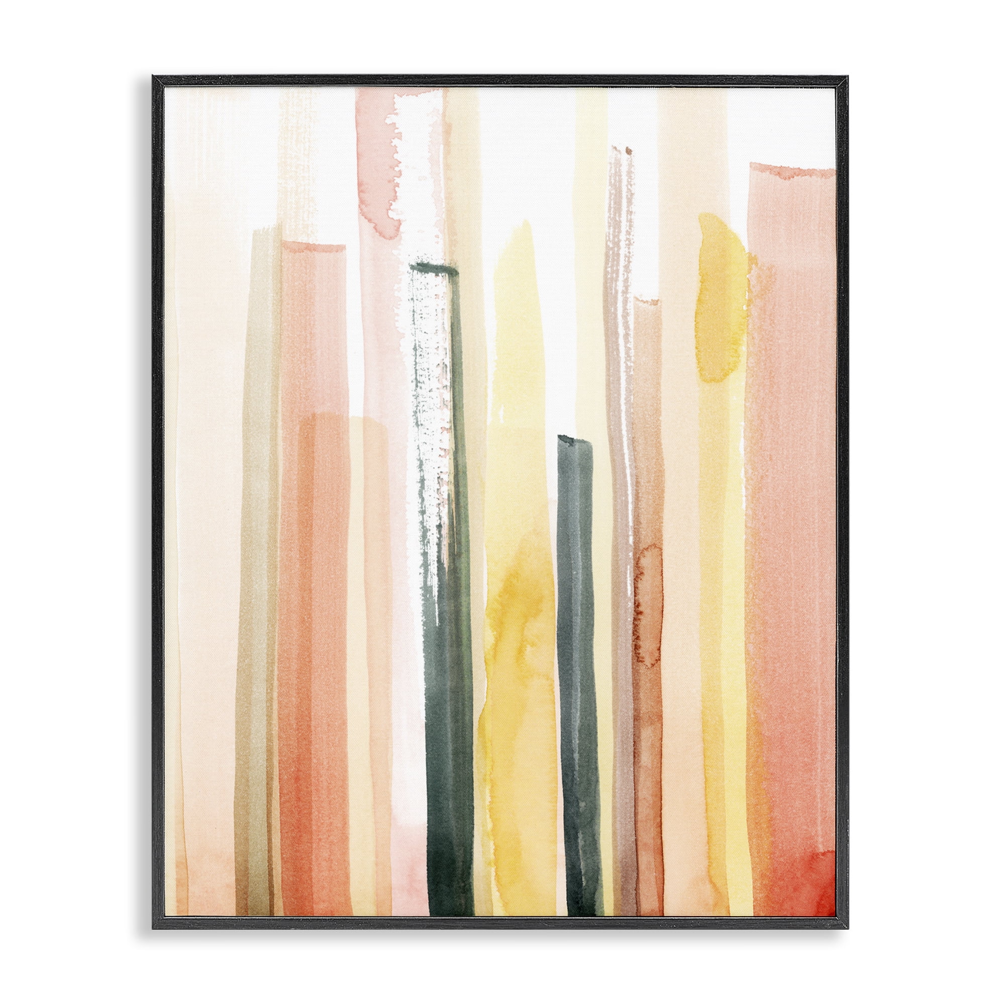 Stupell Industries Coral Reach Watercolor Abstract Painting Black Framed Art Print Wall Art, 16 x 20