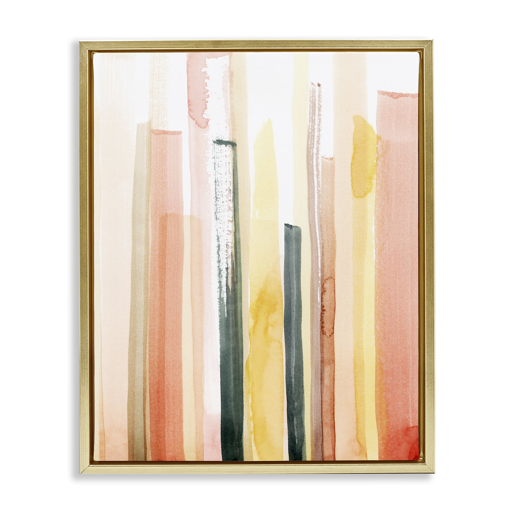 Stupell Industries Coral Reach Watercolor Abstract Painting Gold Floater Framed Canvas Art Print Wall Art, 25 x 31