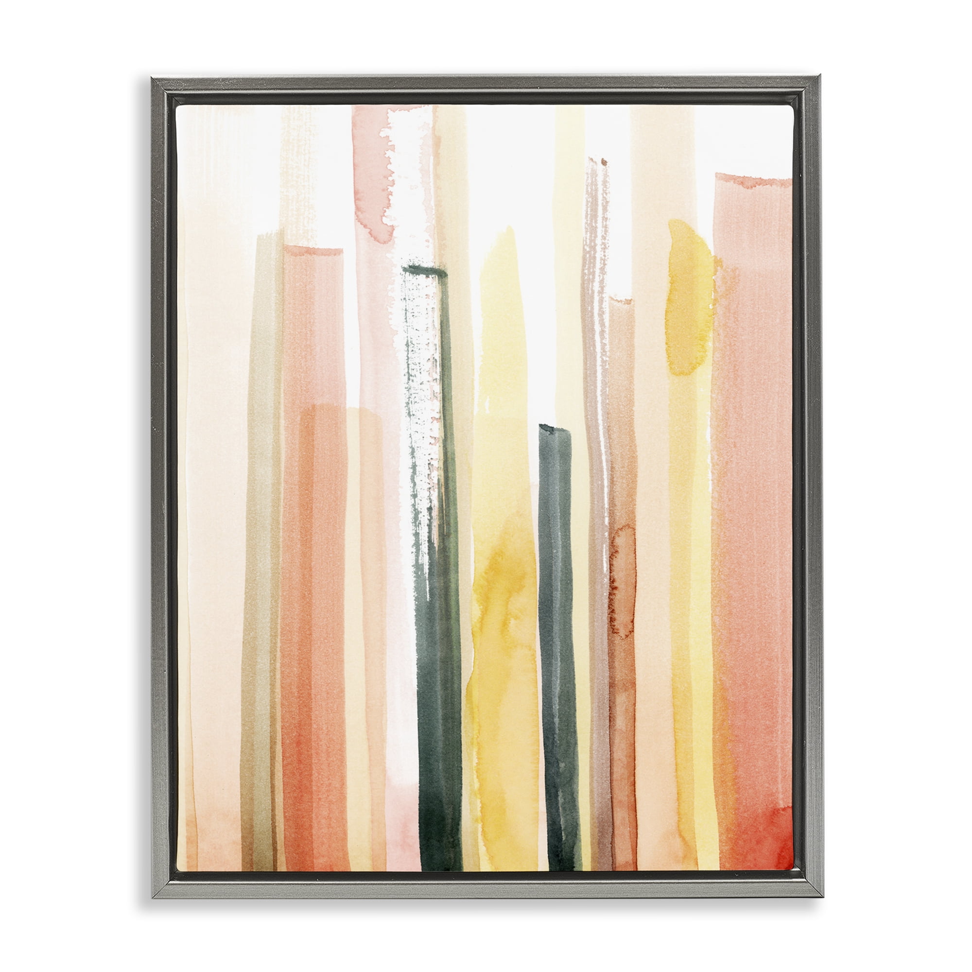 Stupell Industries Coral Reach Watercolor Abstract Painting Gray Floater Framed Canvas Art Print Wall Art, 17 x 21