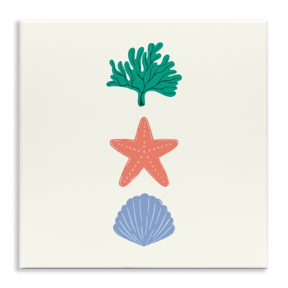 Stupell Industries Coral & Sea Life Minimal Animals Painting Unframed Art Print Wall Art, 12 x 12