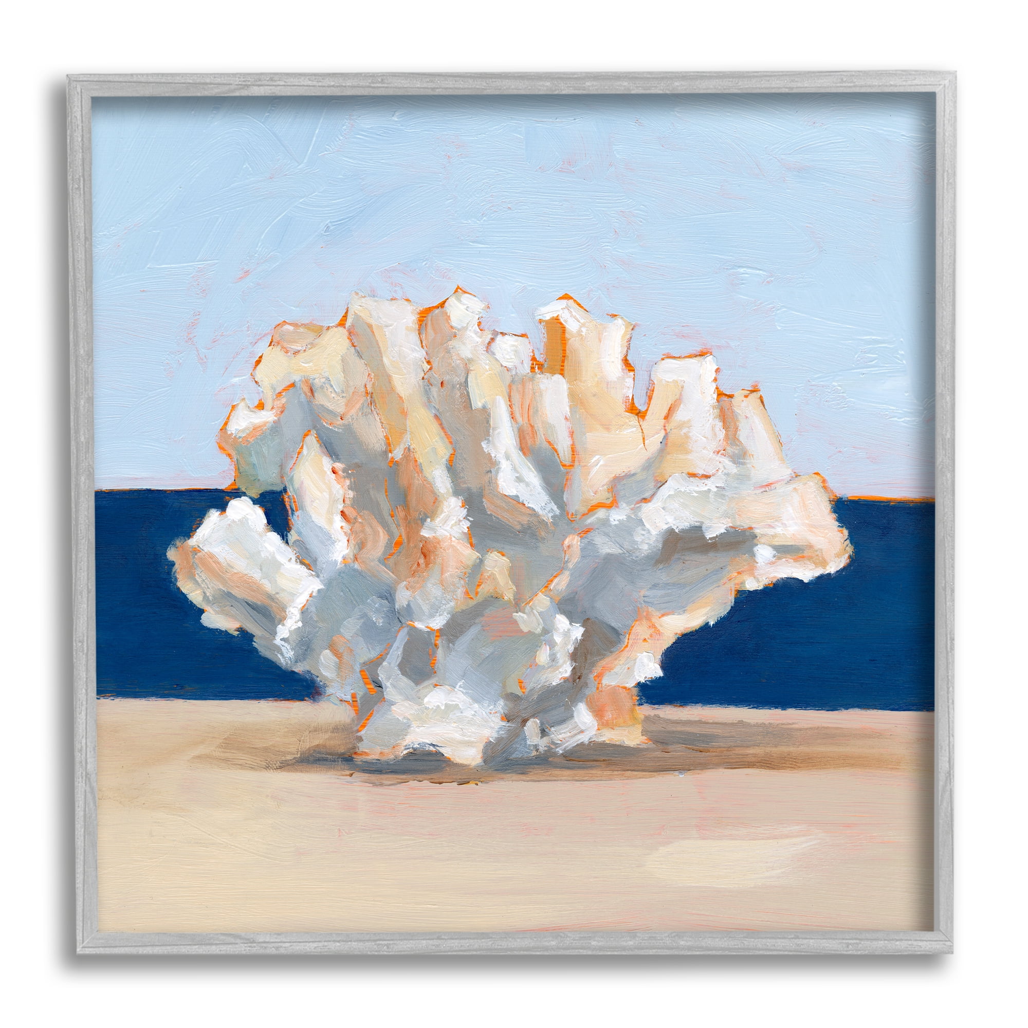 Stupell Industries Coral Still Life Painting Animals & Insects Painting Gray Framed Art Print Wall Art, 24 x 24