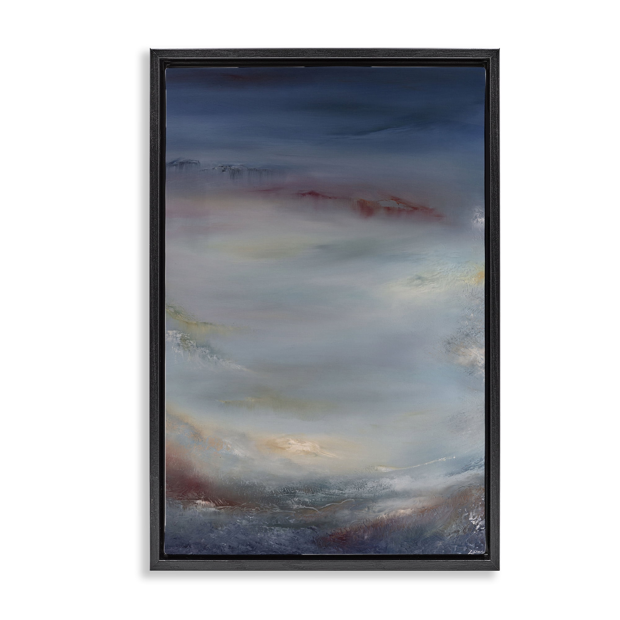 Stupell Industries Coral Underwater Impression Abstract Painting Black Floater Framed Canvas Art Print Wall Art, 21 x 31