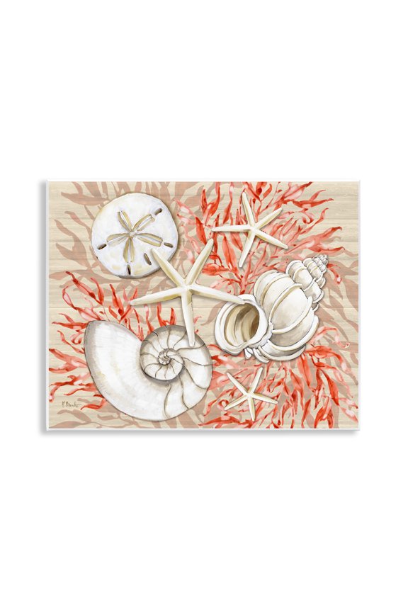 Industries Coral White Shells Wall Plaque Art design by Paul Brent, 11 x 14