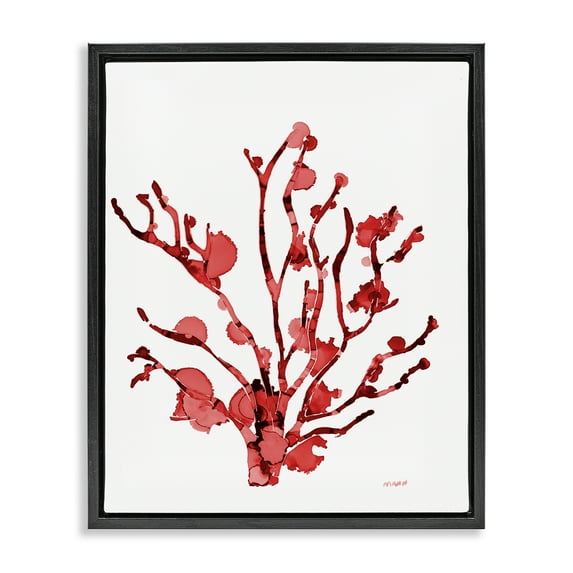 Stupell Industries Coral With Splashes Nautical & Beach Painting Black Floater Framed Canvas Art Print Wall Art, 17 x 21