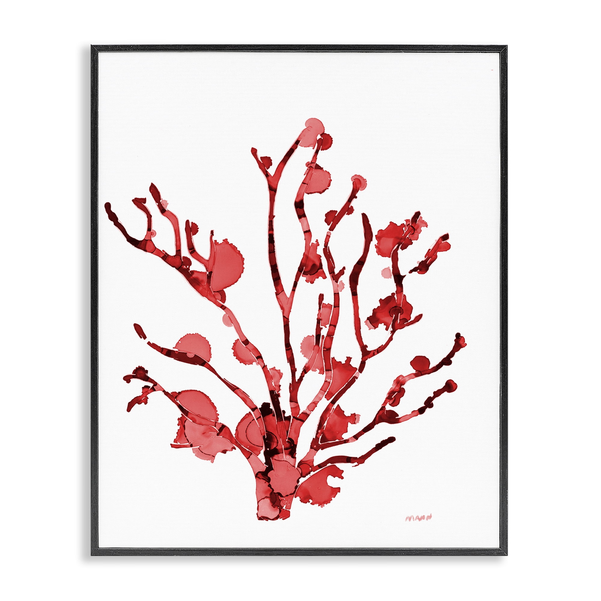 Stupell Industries Coral With Splashes Nautical & Beach Painting Black Framed Art Print Wall Art, 11 x 14