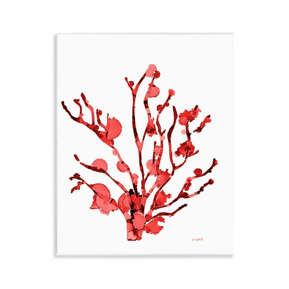 Stupell Industries Coral With Splashes Nautical & Beach Painting Unframed Art Print Wall Art, 11 x 14