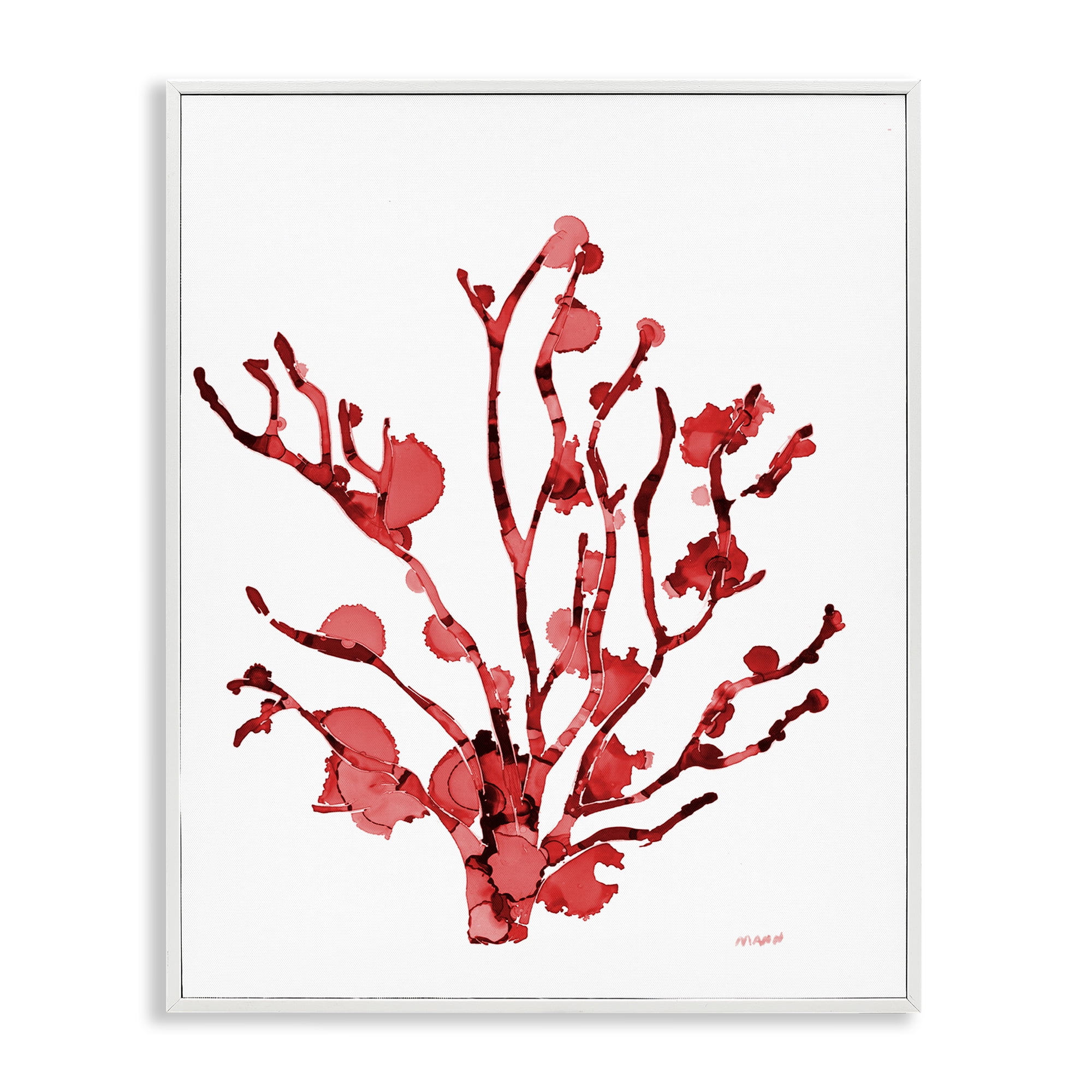 Stupell Industries Coral With Splashes Nautical & Beach Painting White Framed Art Print Wall Art, 24 x 30