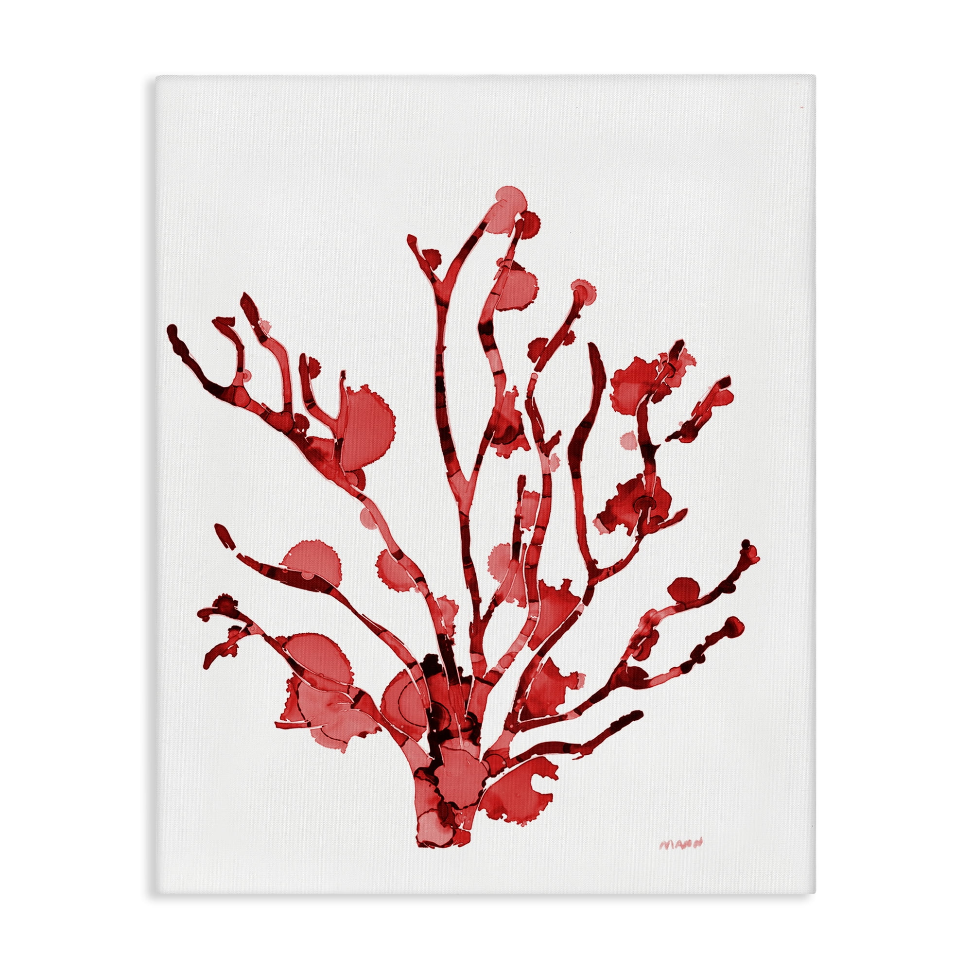 Stupell Industries Coral With Splashes Nautical & Beach Painting Wrapped Canvas Art Print Wall Art, 16 x 20