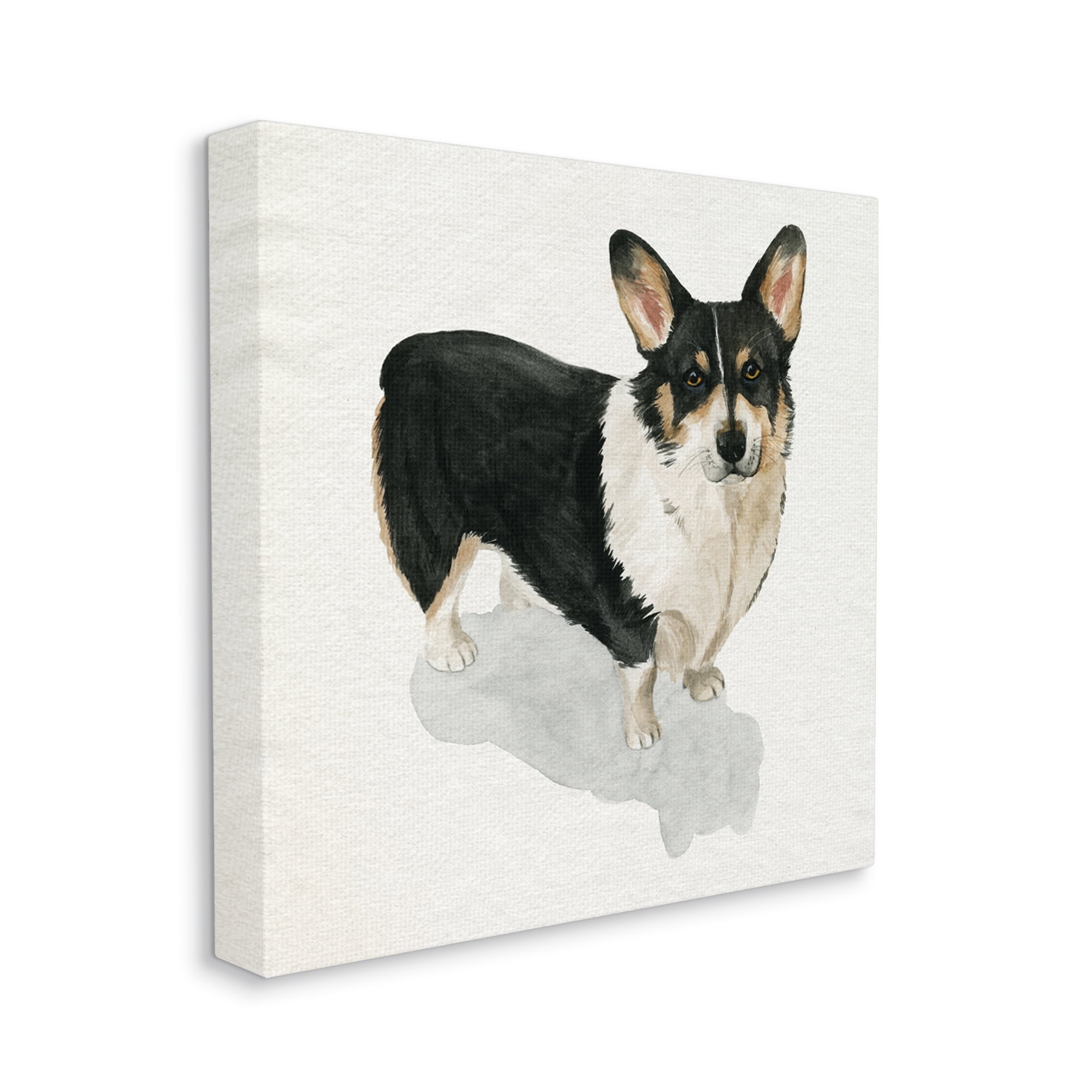 Stupell Industries Corgi Pet Dog Portrait Soft Neutral Shadow Animals & Insects Painting Gallery Wrapped Canvas Art Print Wall Art, 30 x 30
