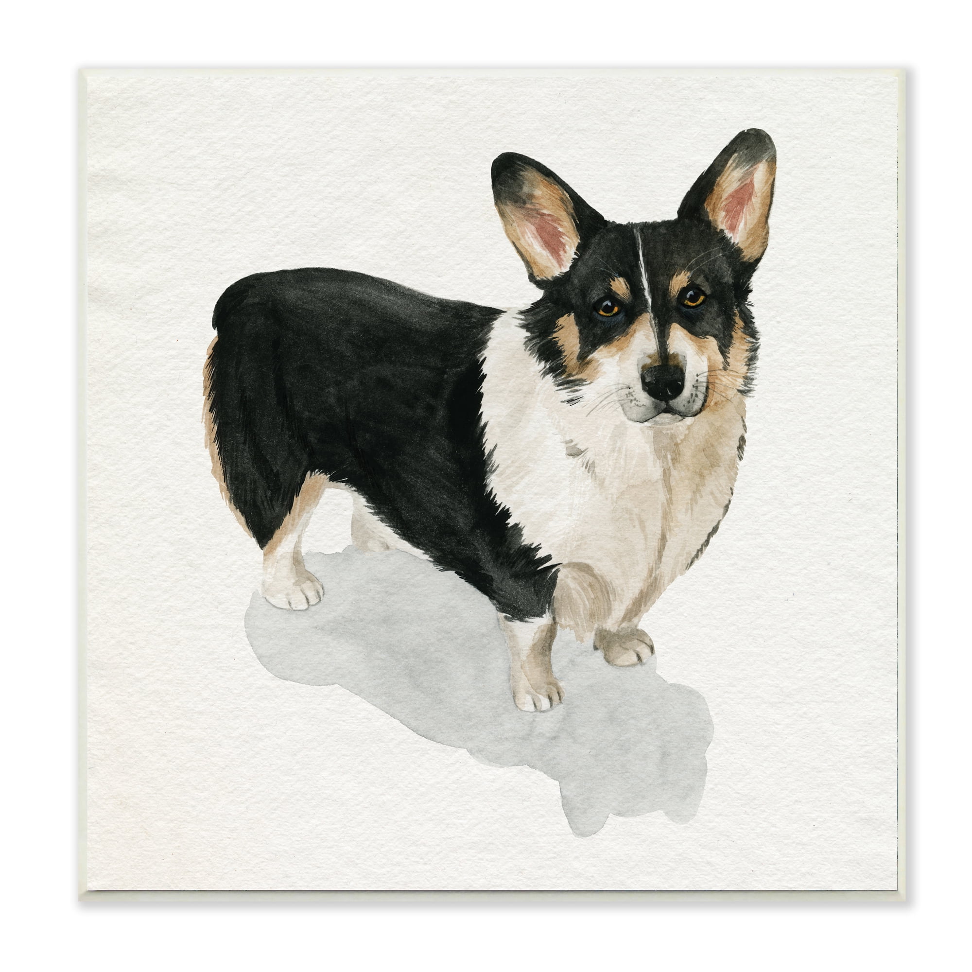 Stupell Industries Corgi Pet Dog Portrait Soft Neutral Shadow Animals & Insects Painting Unframed Art Print Wall Art, 12 x 12