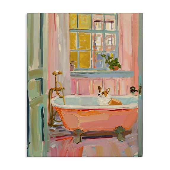 Stupell Industries Eclectic Corgi in Bathtub Canvas Art, 24 x 30, by The Prints Vibe