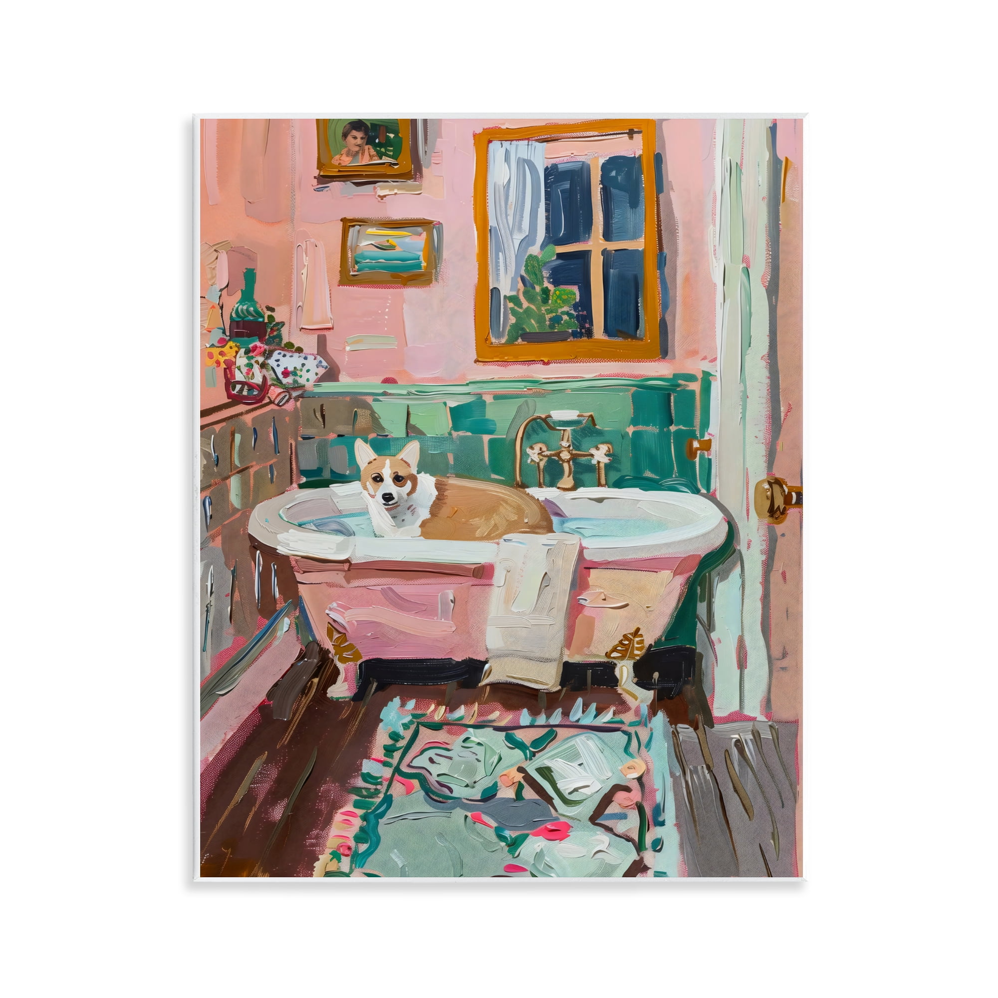 Stupell Industries Corgi in Pastel Tub Wall Plaque Art, design by The Prints Vibe