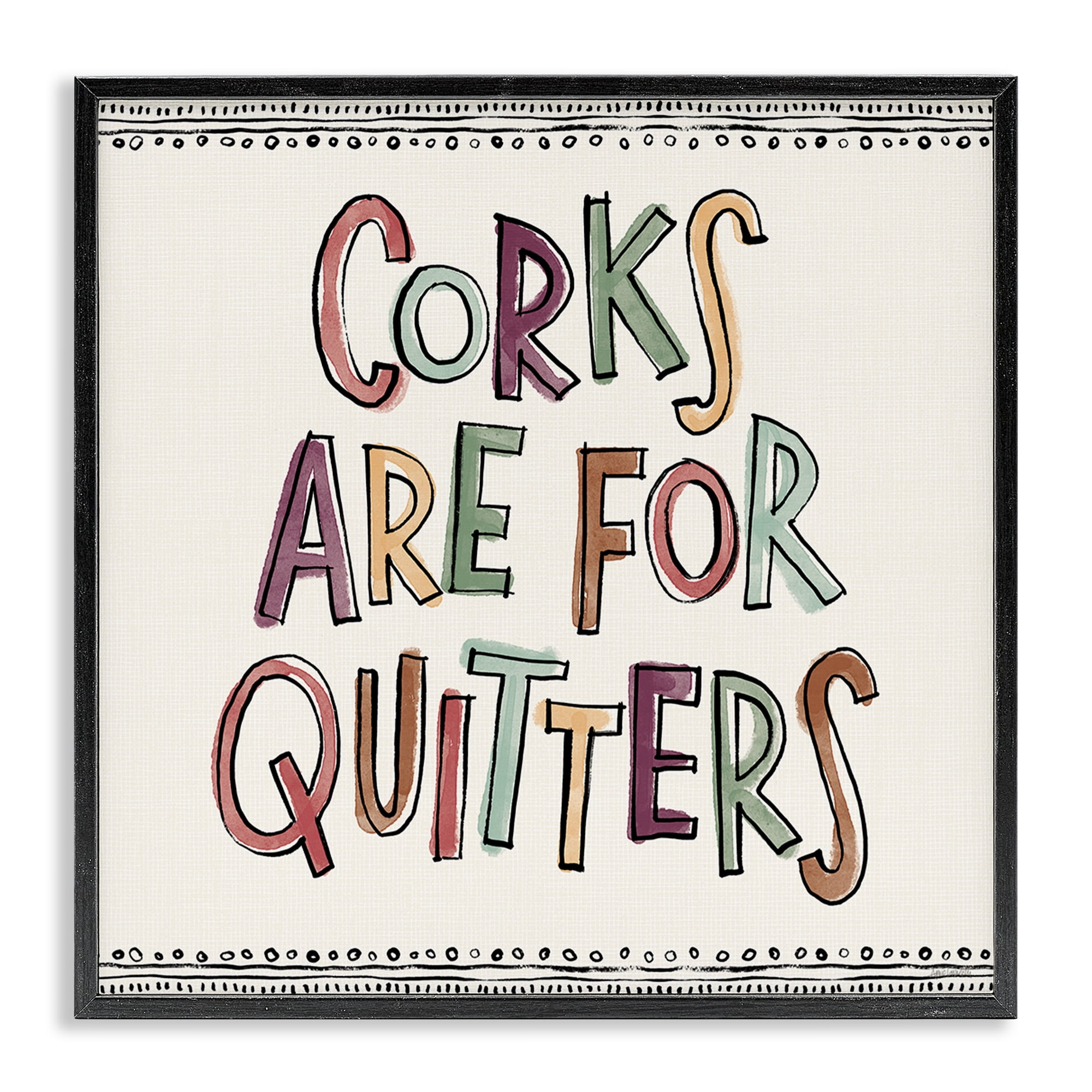 Stupell Industries Corks For Quitters Food & Beverage Painting Black Framed Art Print Wall Art, 12 x 12