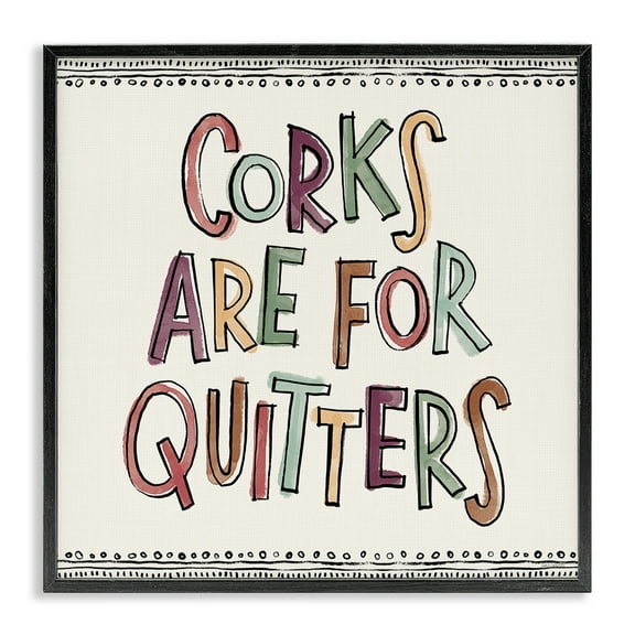 Stupell Industries Corks For Quitters Food & Beverage Painting Black Framed Art Print Wall Art, 12 x 12