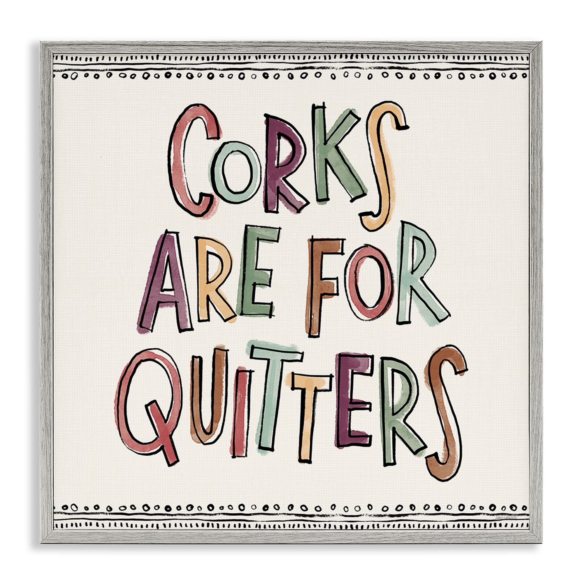 Stupell Industries Corks For Quitters Food & Beverage Painting Gray Framed Art Print Wall Art, 24 x 24