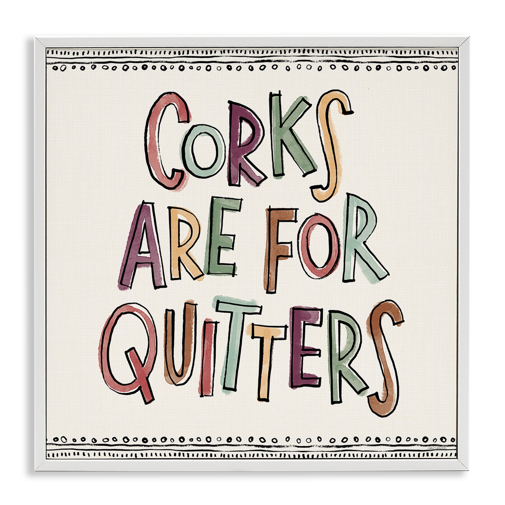 Stupell Industries Corks For Quitters Food & Beverage Painting White Framed Art Print Wall Art, 12 x 12