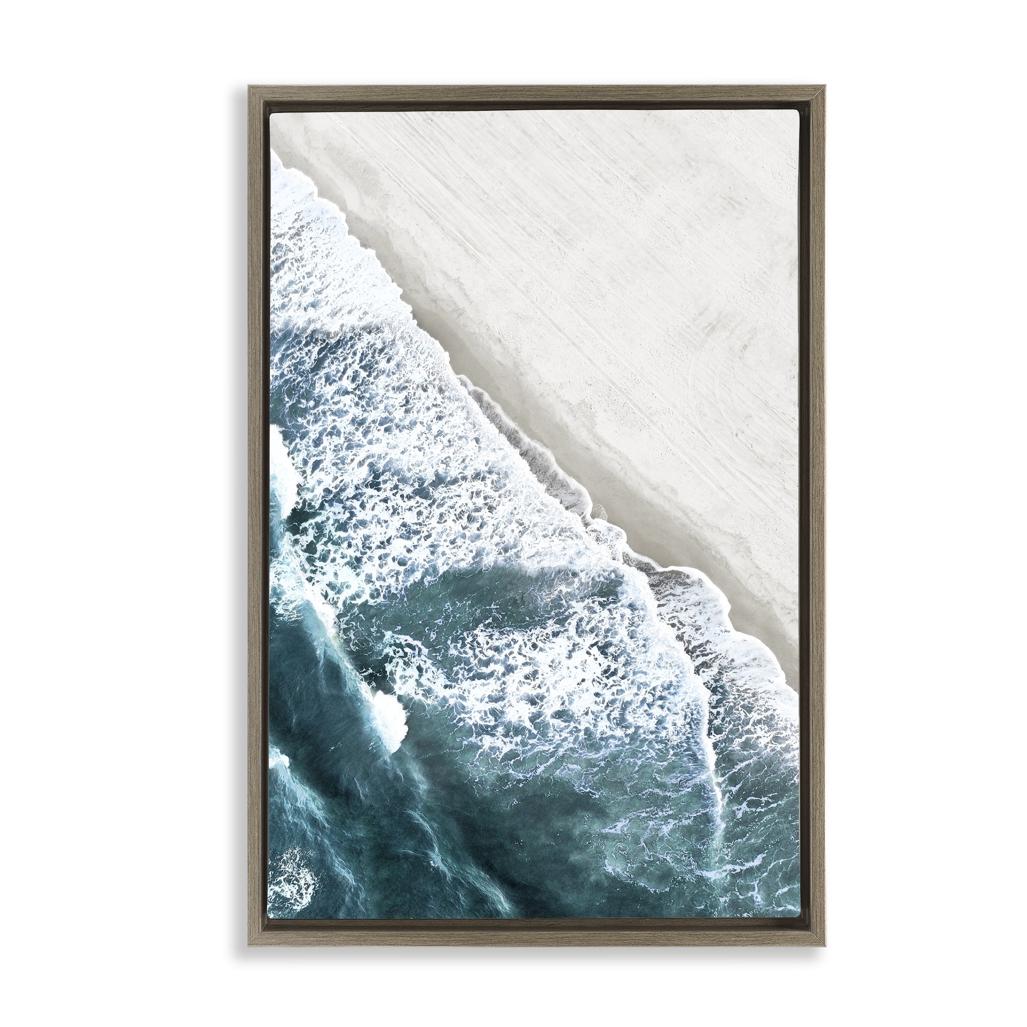 Stupell Industries Corolla Beach Breezy Shoreline Brown Framed Floater Canvas Wall Art, design by Natalie Carpentieri