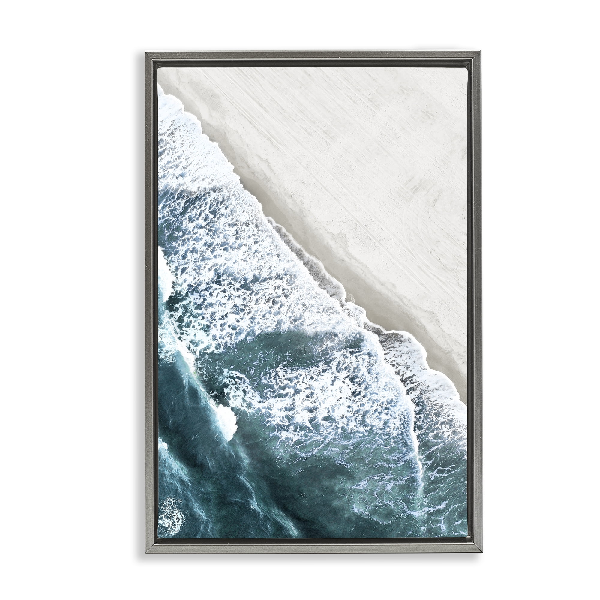Stupell Industries Corolla Beach Breezy Shoreline Gray Framed Floater Canvas Wall Art, design by Natalie Carpentieri