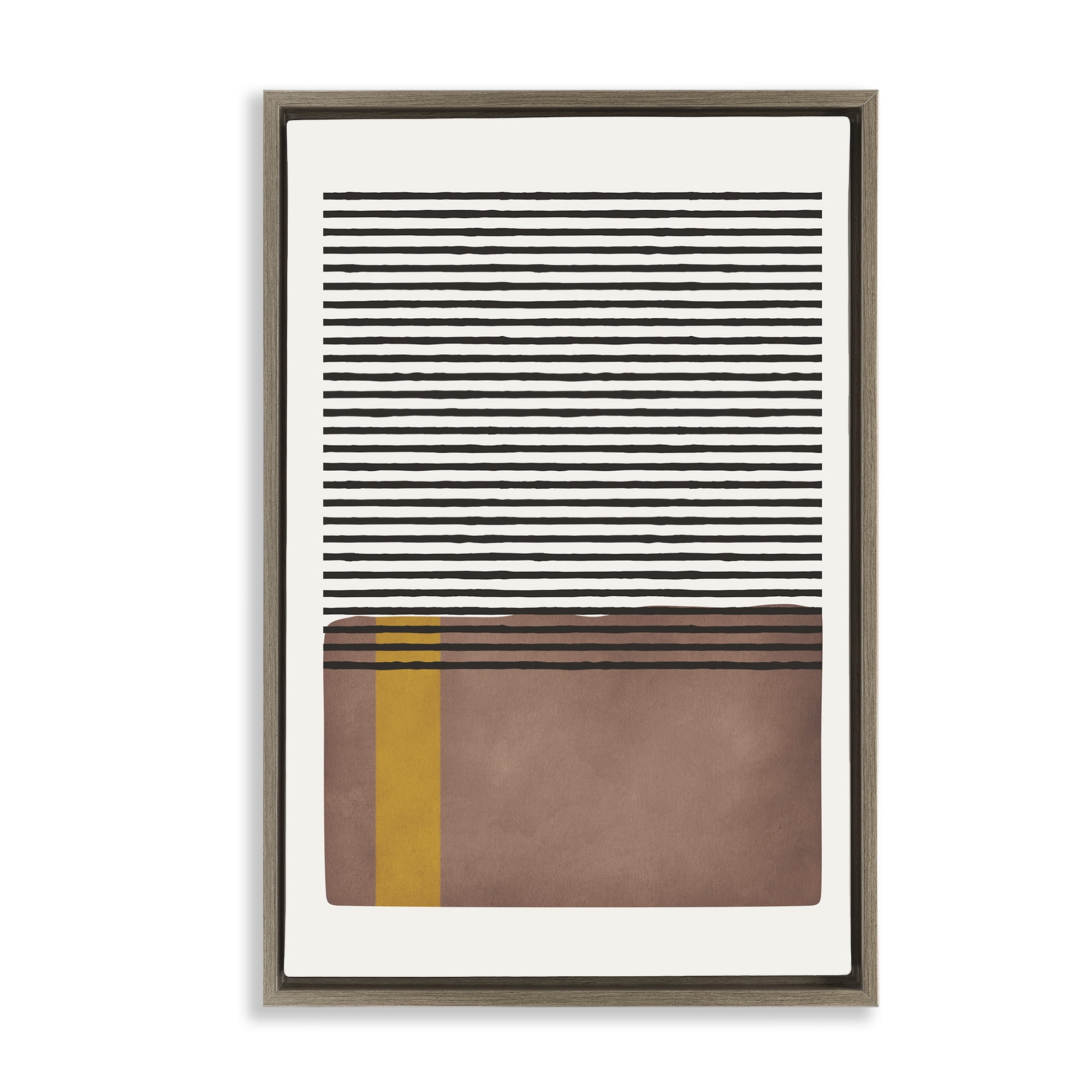 Stupell Industries Cosby Street Abstraction Abstract Painting Brown Floater Framed Canvas Art Print Wall Art, 17 x 25