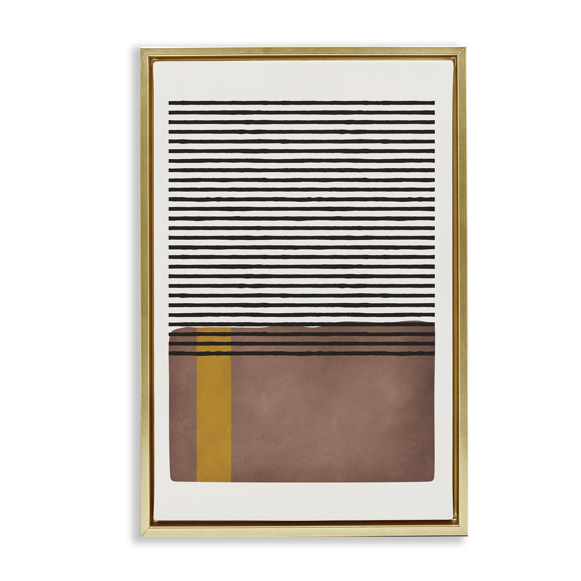 Stupell Industries Cosby Street Abstraction Abstract Painting Gold Floater Framed Canvas Art Print Wall Art, 21 x 31