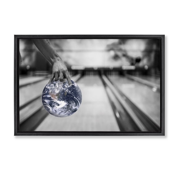 Stupell Industries Cosmic Bowling Ball Black Framed Floater Canvas Wall Art design by Sophie 6, 17 x 25