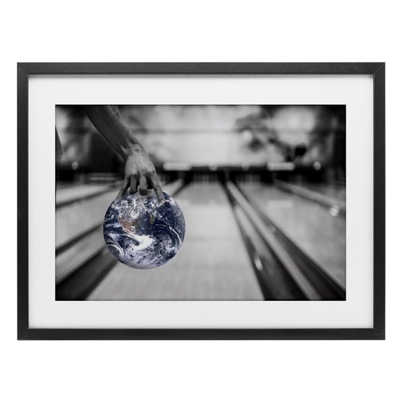 Stupell Industries Cosmic Bowling Ball Black Framed Print Under Glass design by Sophie 6, 14 x 20