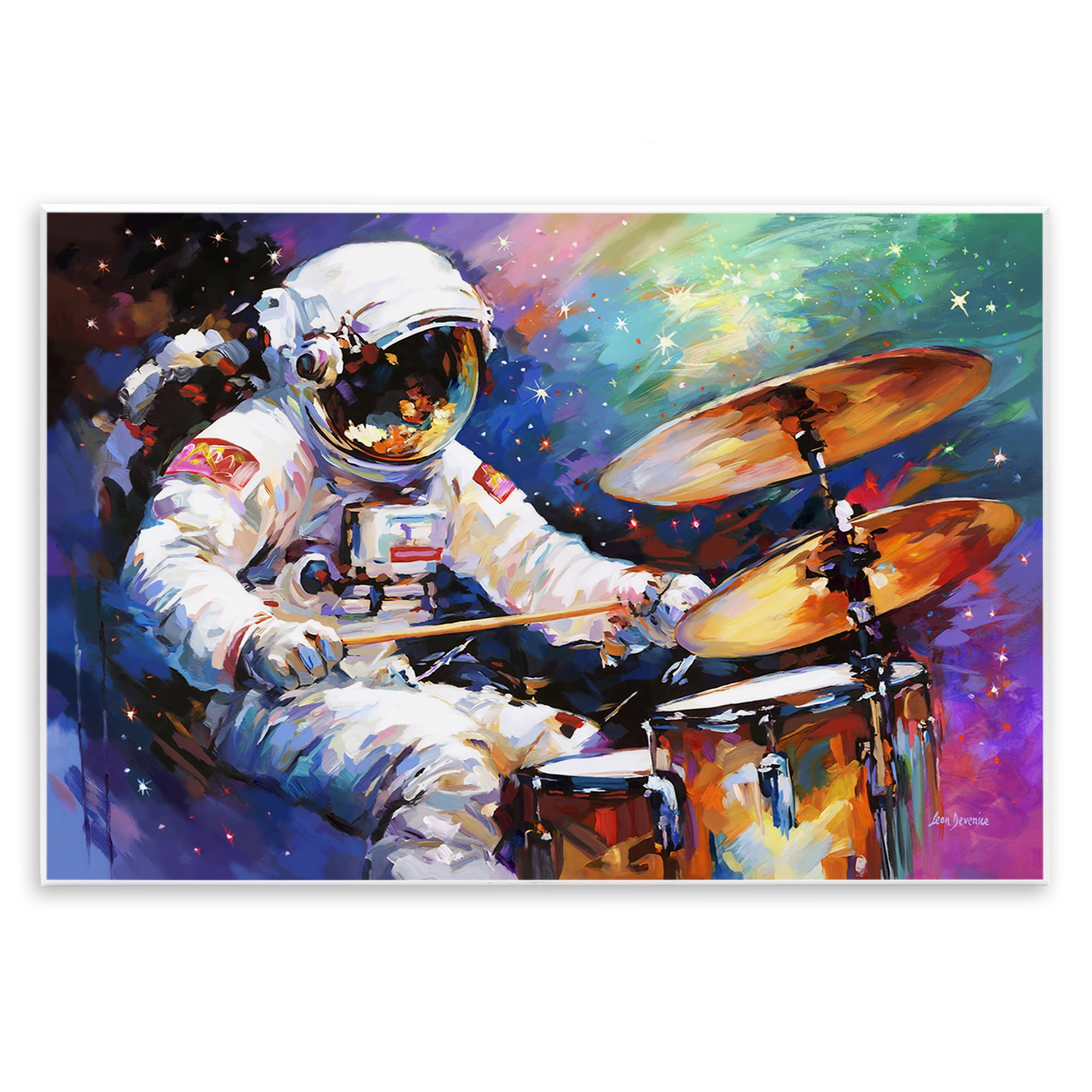 Stupell Industries Cosmic Drummer Musician Astrology & Stars Painting Unframed Art Print Wall Art, 15 x 10