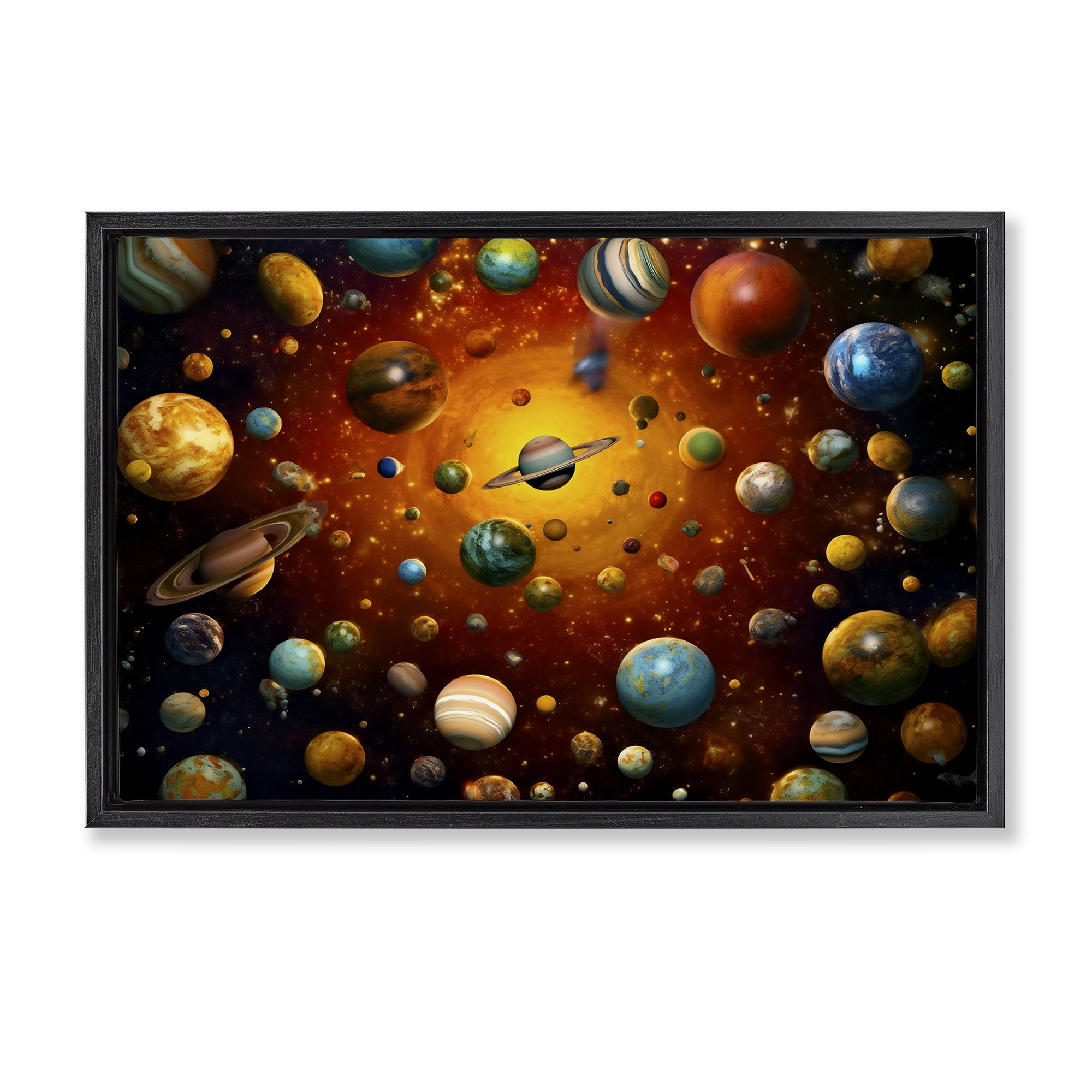 Stupell Industries Cosmic Marbles Galaxy Black Framed Floater Canvas Wall Art, design by Ray Powers