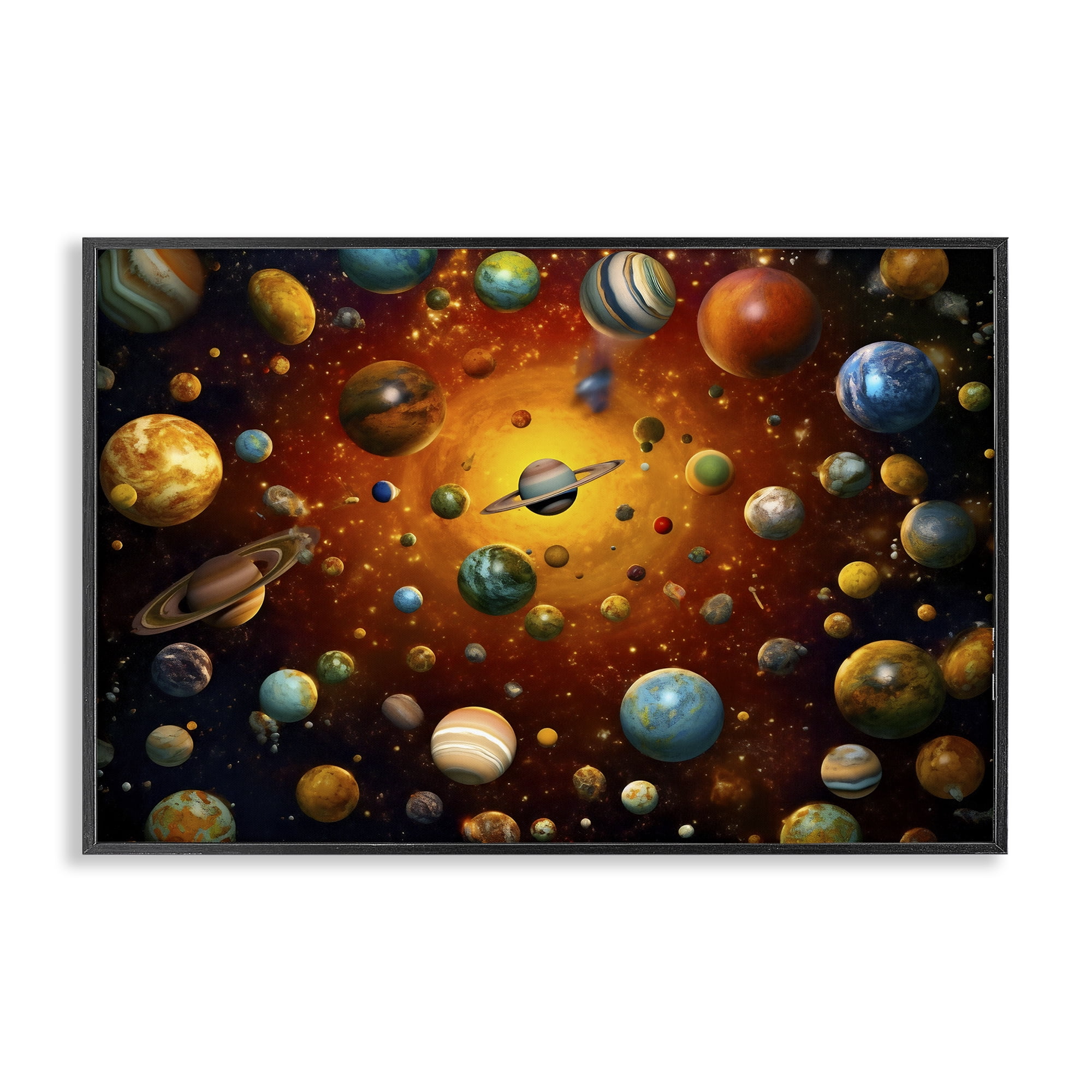 Stupell Industries Cosmic Marbles Galaxy Black Framed Giclee Art, design by Ray Powers