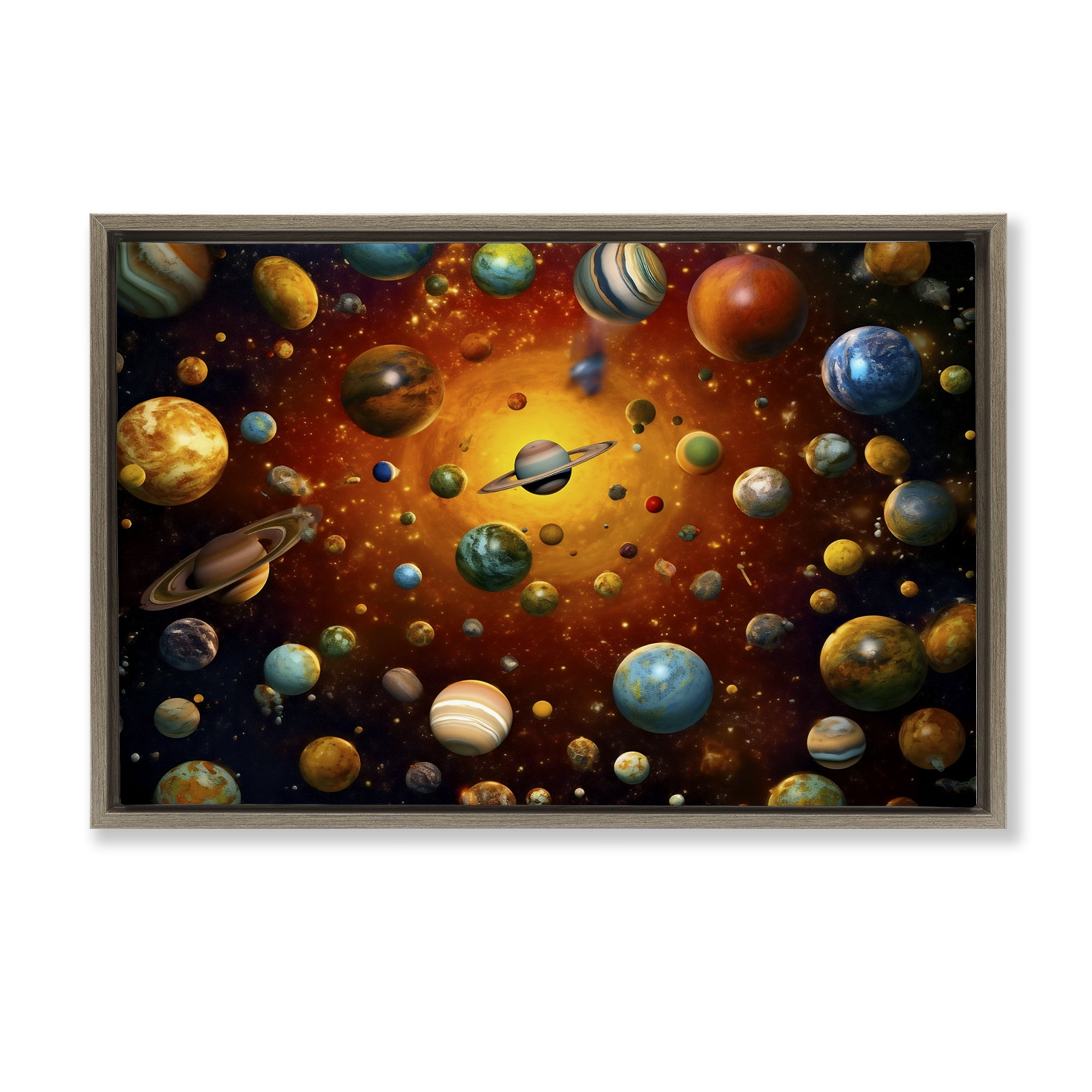 Stupell Industries Cosmic Marbles Galaxy Brown Framed Floater Canvas Wall Art, design by Ray Powers
