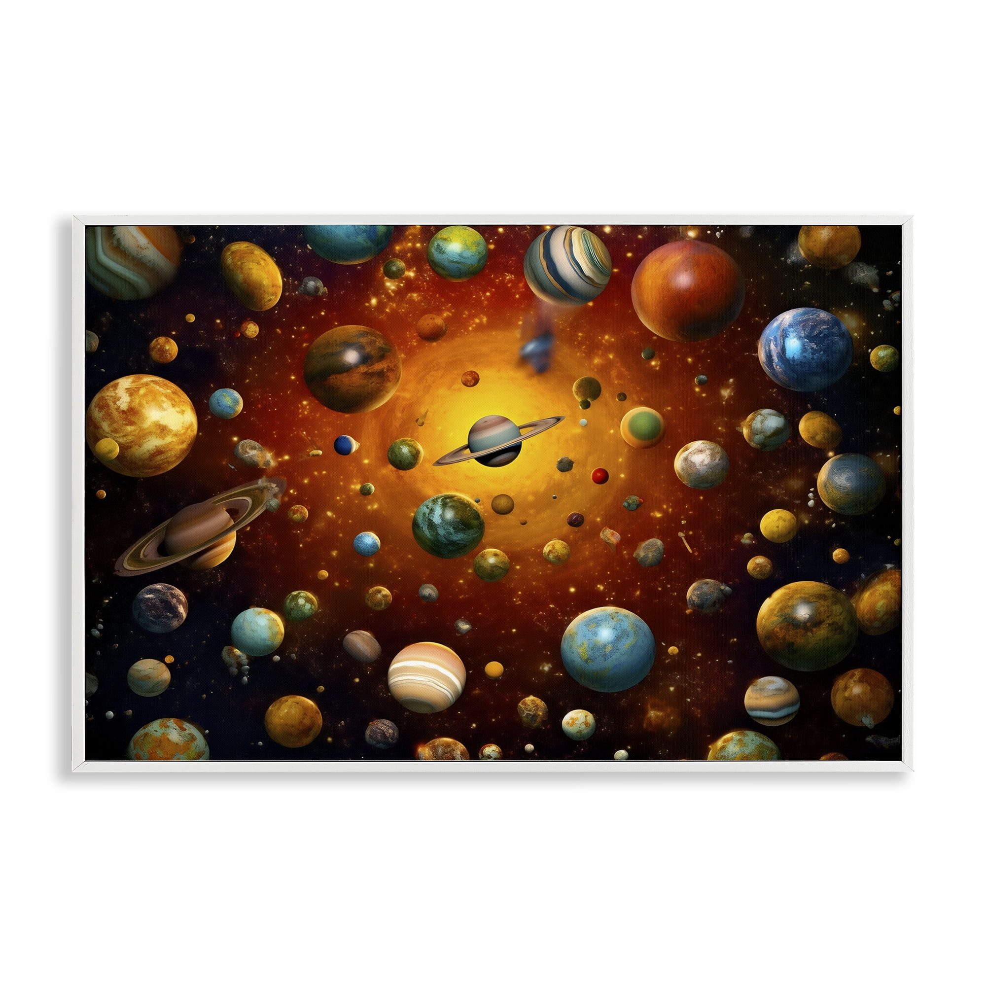 Stupell Industries Cosmic Marbles Galaxy White Framed Giclee Art, design by Ray Powers