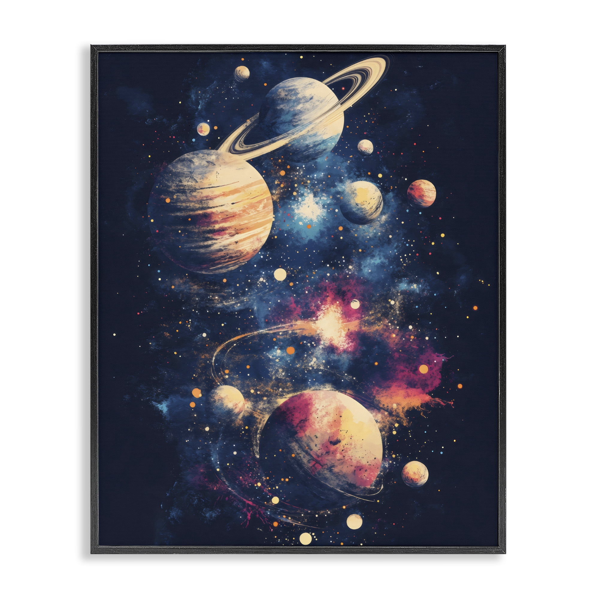 Stupell Industries Cosmic Planet Curiosities Black Framed Giclee Art, design by Creative Studio