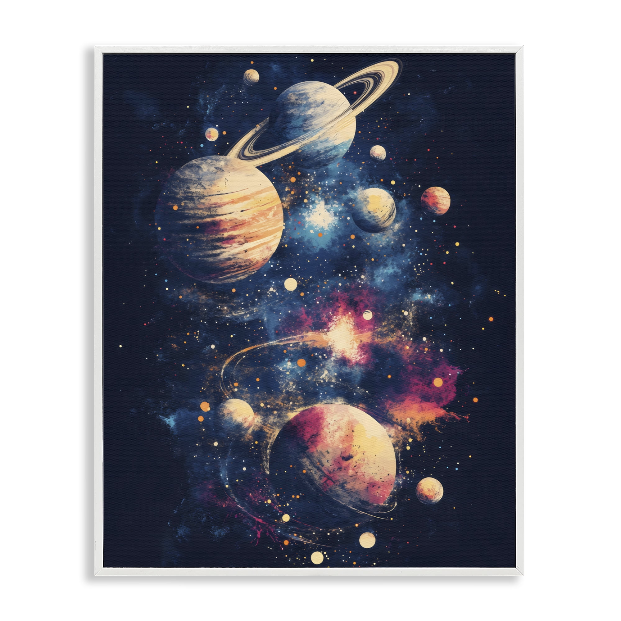 Stupell Industries Cosmic Planet Curiosities White Framed Giclee Art, design by Creative Studio