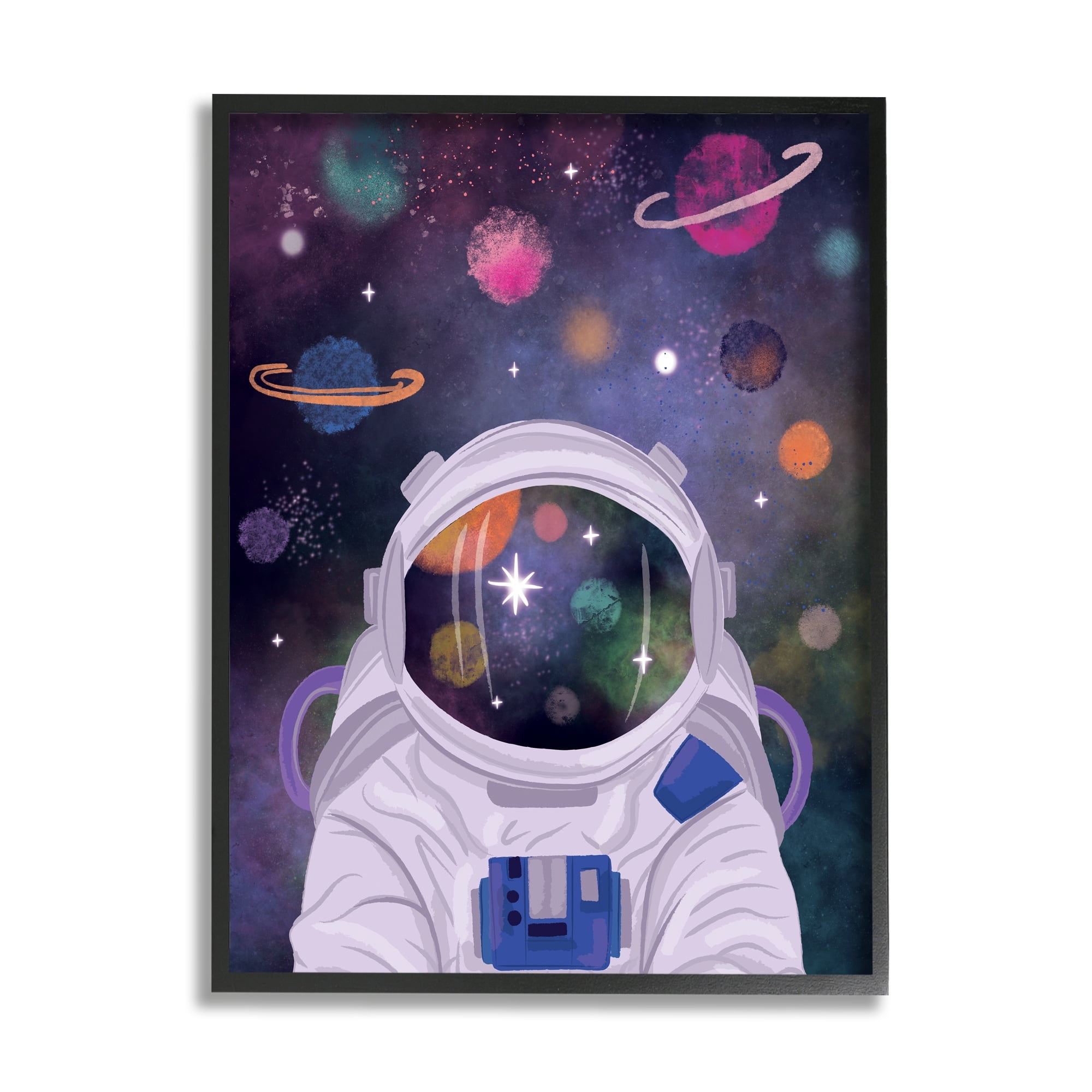 Stupell Industries Cosmic Universe Reflection Astronaut Helmet Galaxy Stars Framed Wall Art, 11 x 14, Design by Lisa Perry Whitebutton