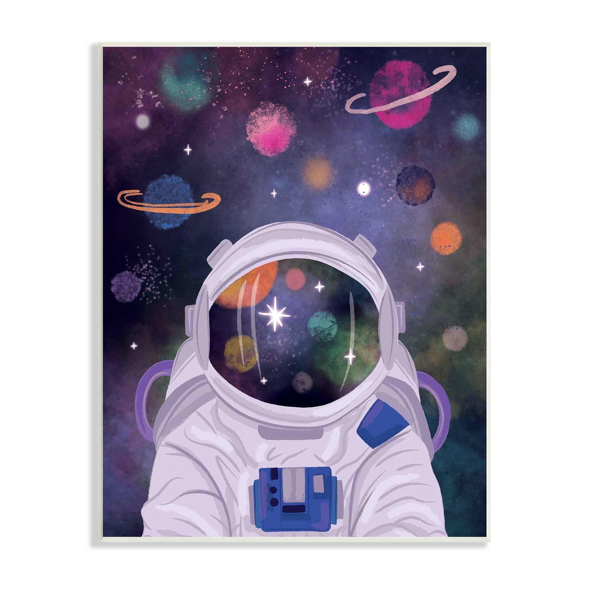 Stupell Industries Cosmic Universe Reflection Astronaut Helmet Galaxy Stars Wood Wall Art, 13 x 19, Design by Lisa Perry Whitebutton