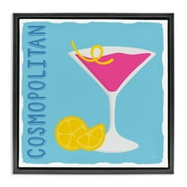 Stupell Industries Cosmopolitan Cocktail Drink Food & Beverage Painting Black Floater Framed Canvas Art Print Wall Art, 18 x 18