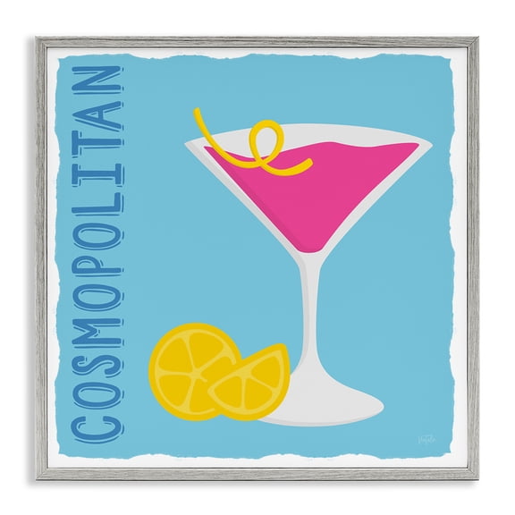 Stupell Industries Cosmopolitan Cocktail Drink Food & Beverage Painting Gray Framed Art Print Wall Art, 24 x 24