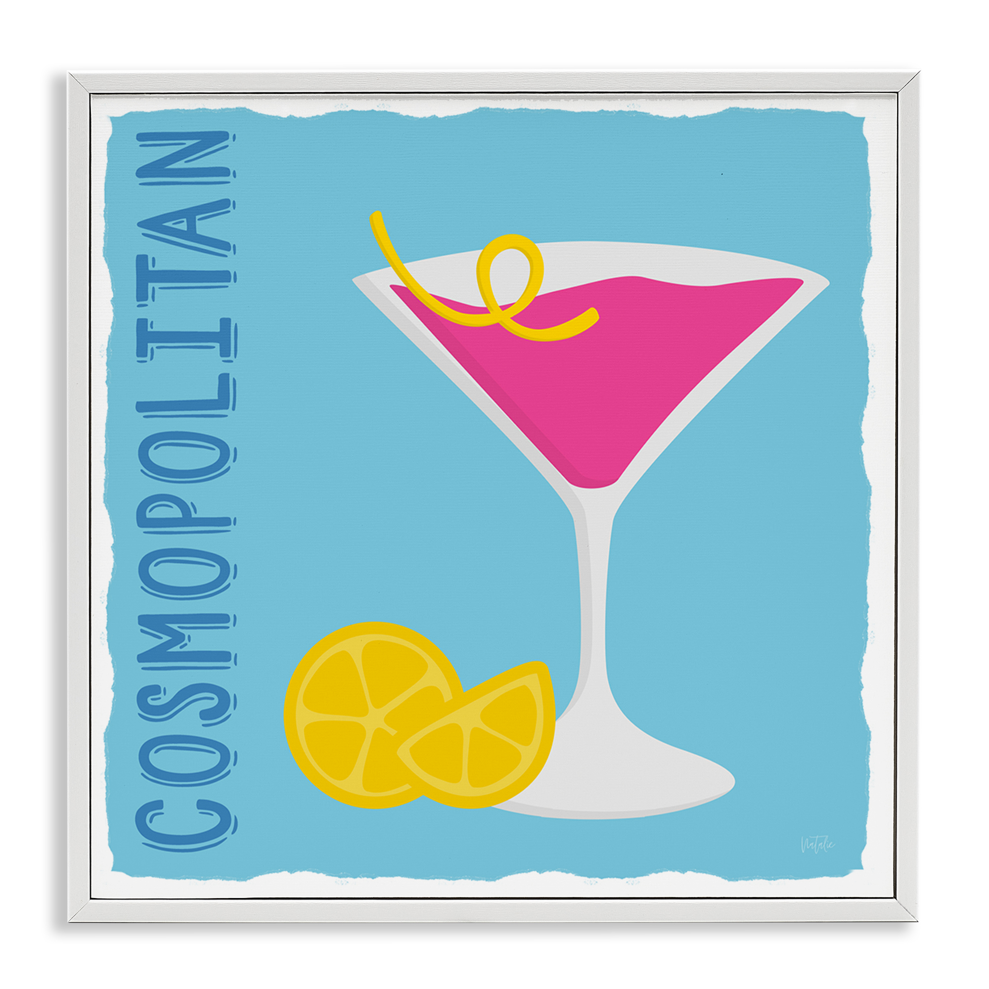 Stupell Industries Cosmopolitan Cocktail Drink Food & Beverage Painting White Framed Art Print Wall Art, 12 x 12
