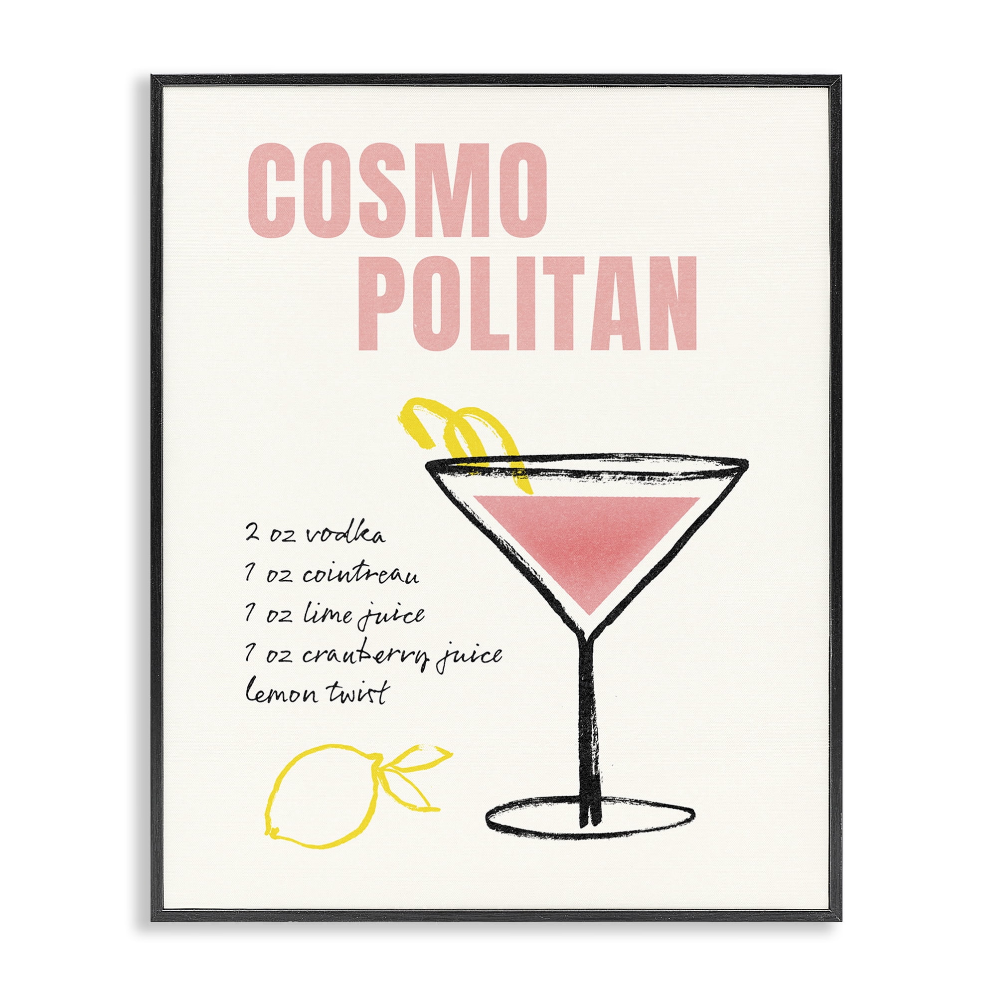 Stupell Industries Cosmopolitan Drink Recipe Food & Beverage Painting Black Framed Art Print Wall Art, 16 x 20