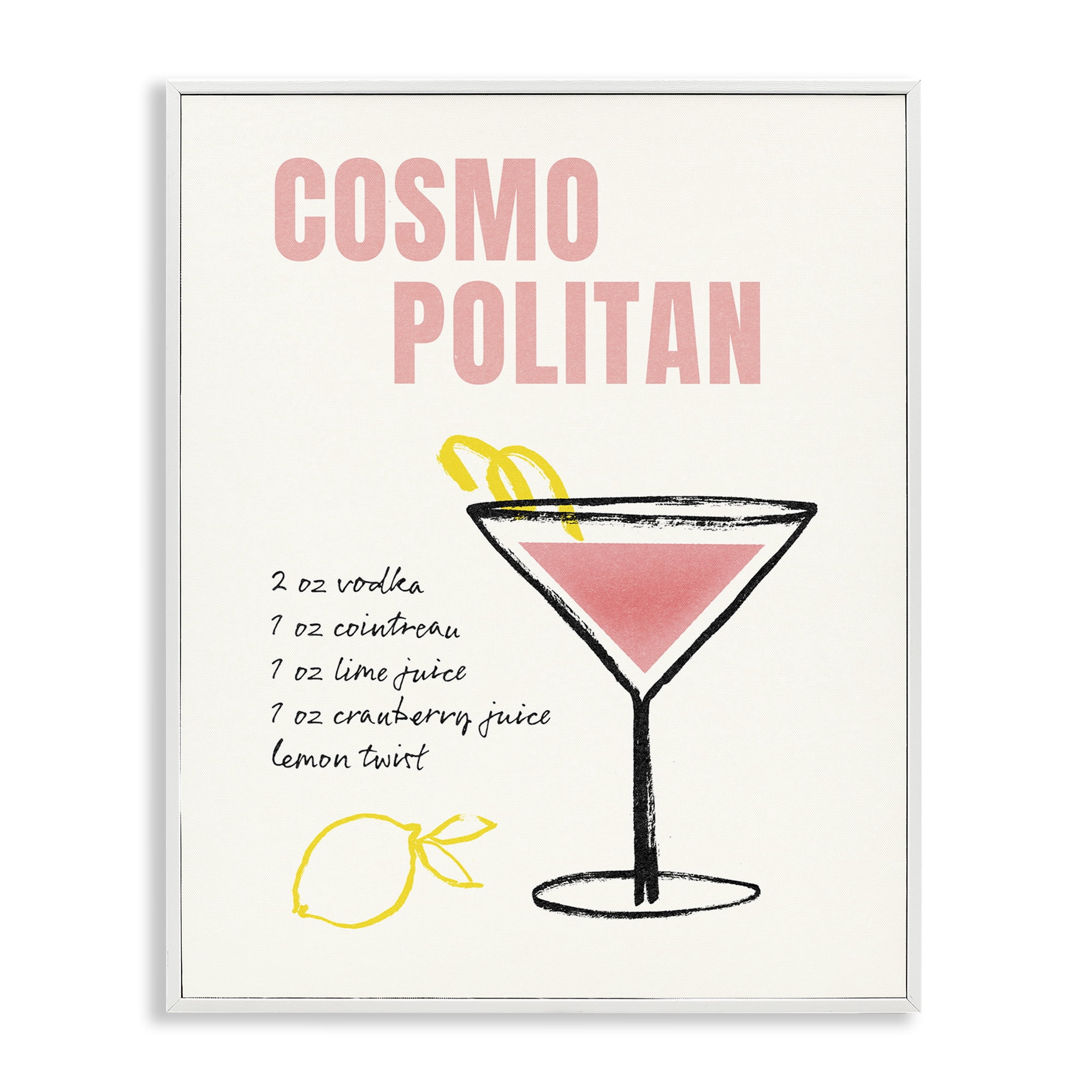 Stupell Industries Cosmopolitan Drink Recipe Food & Beverage Painting White Framed Art Print Wall Art, 24 x 30