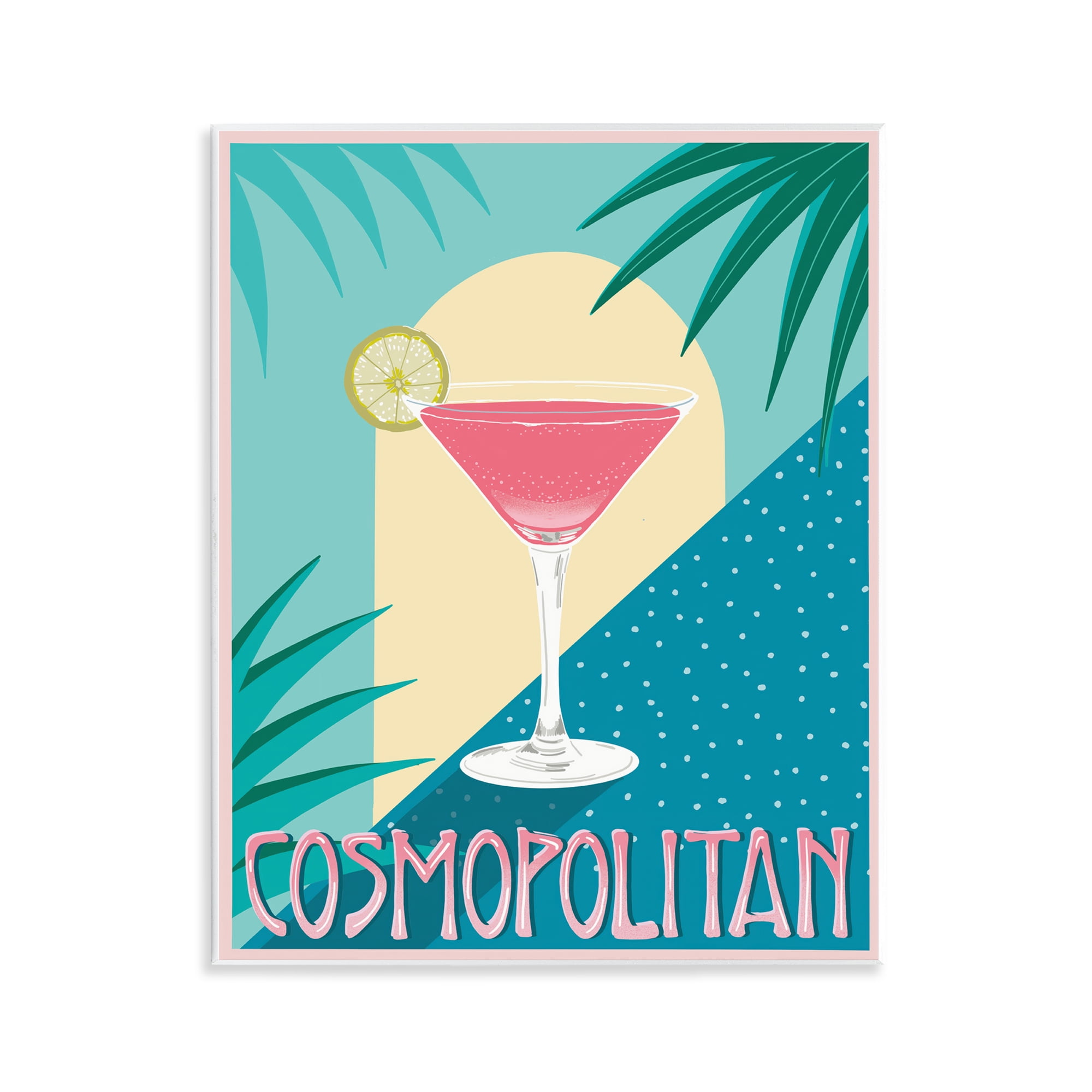 Stupell Industries Cosmopolitan & Palm Leaves Food & Beverage Painting Unframed Art Print Wall Art, 11 x 14