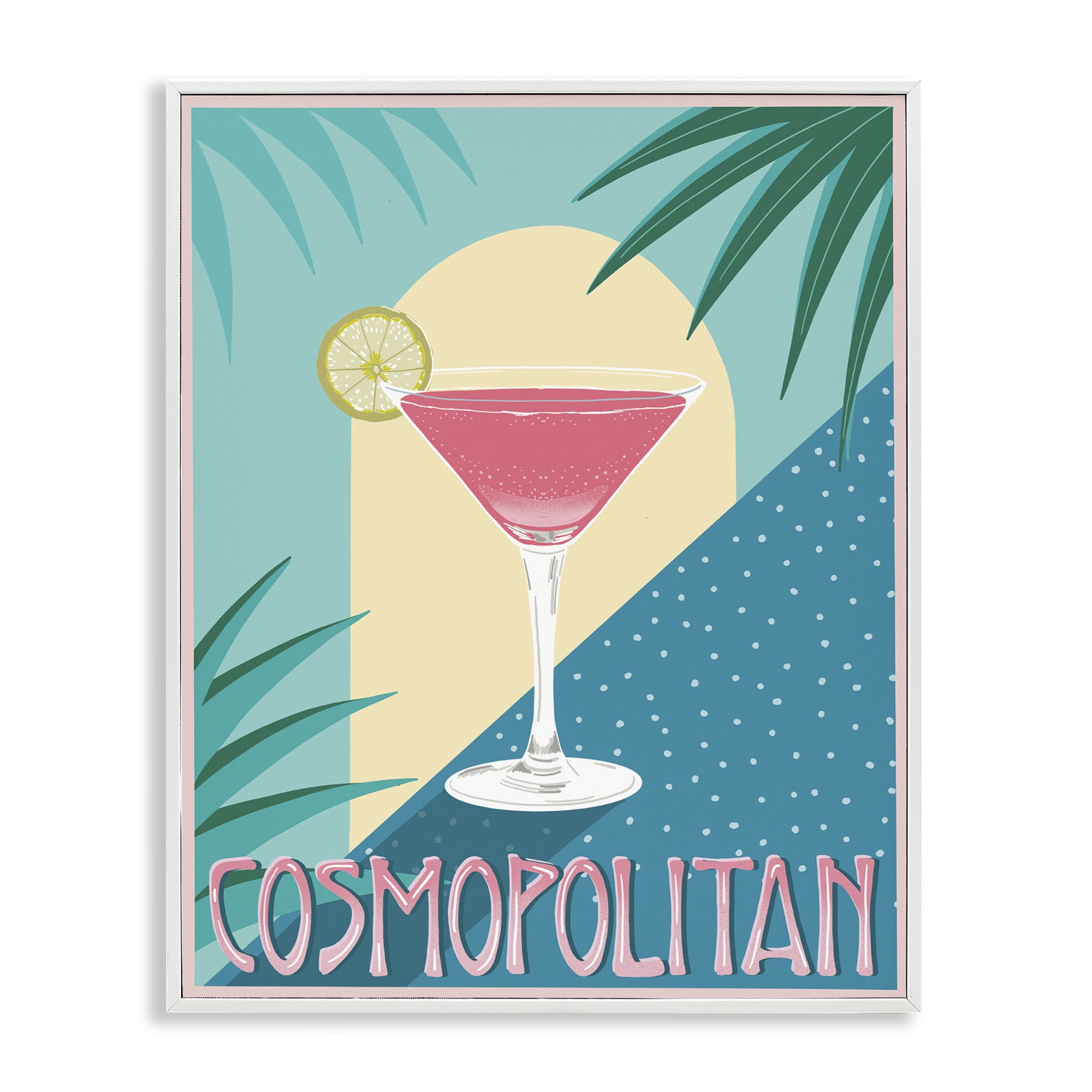 Stupell Industries Cosmopolitan & Palm Leaves Food & Beverage Painting White Framed Art Print Wall Art, 11 x 14