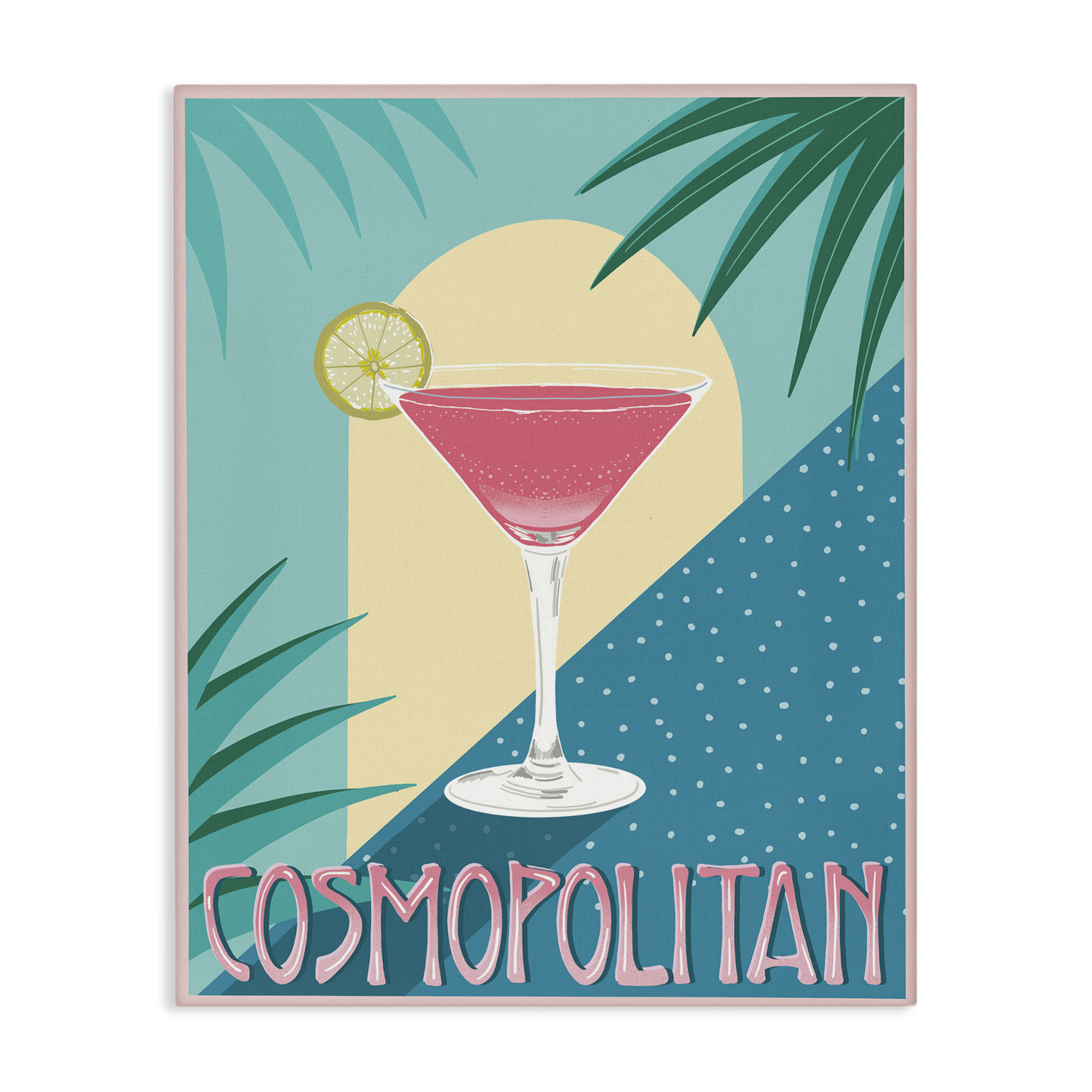 Stupell Industries Cosmopolitan & Palm Leaves Food & Beverage Painting Wrapped Canvas Art Print Wall Art, 36 x 48